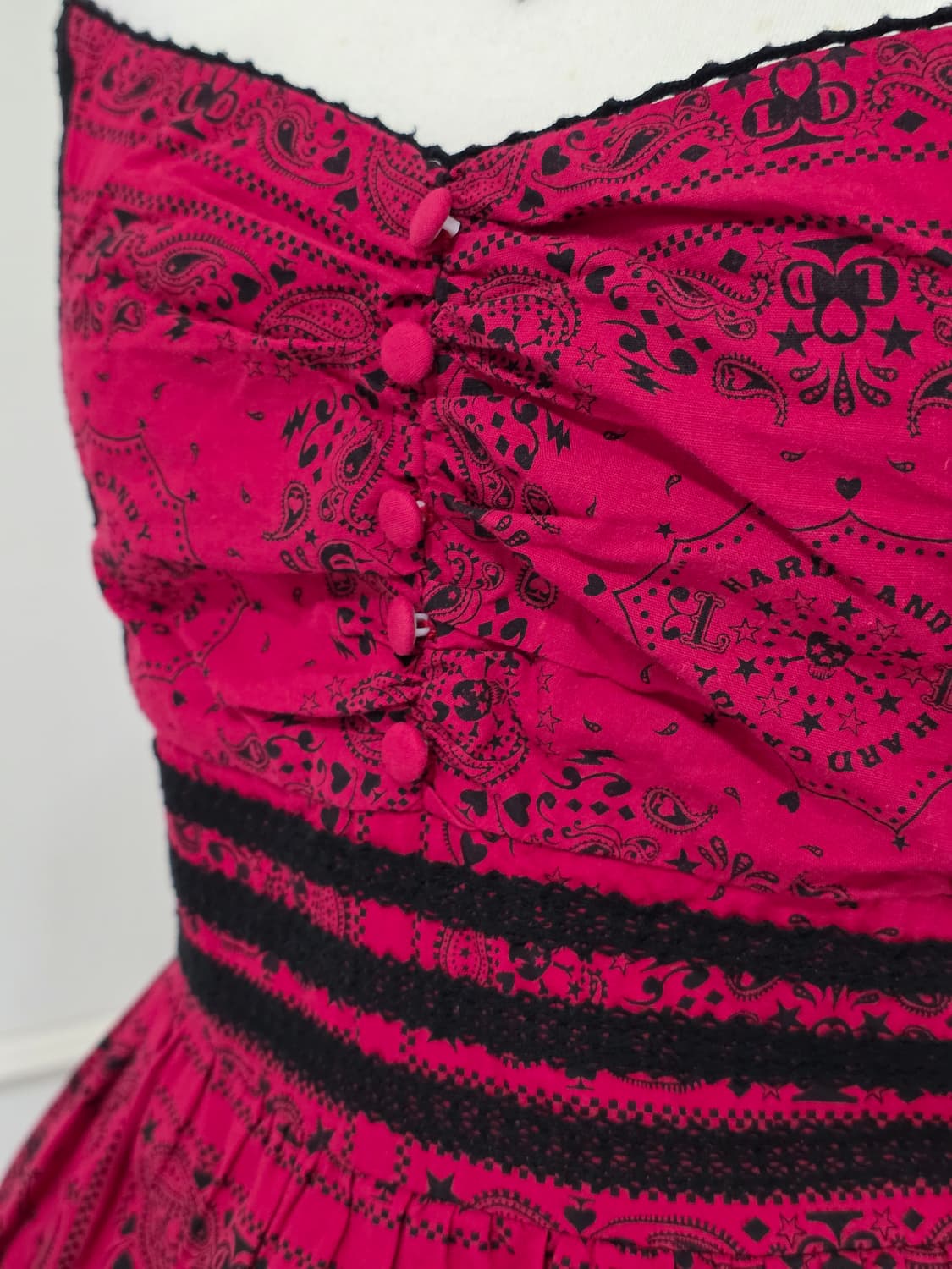 고전 리즈리사돌)일본빈티지 오네갸루 레드스컬 아메카지 고딕로리타캉캉원피스 상품이미지3