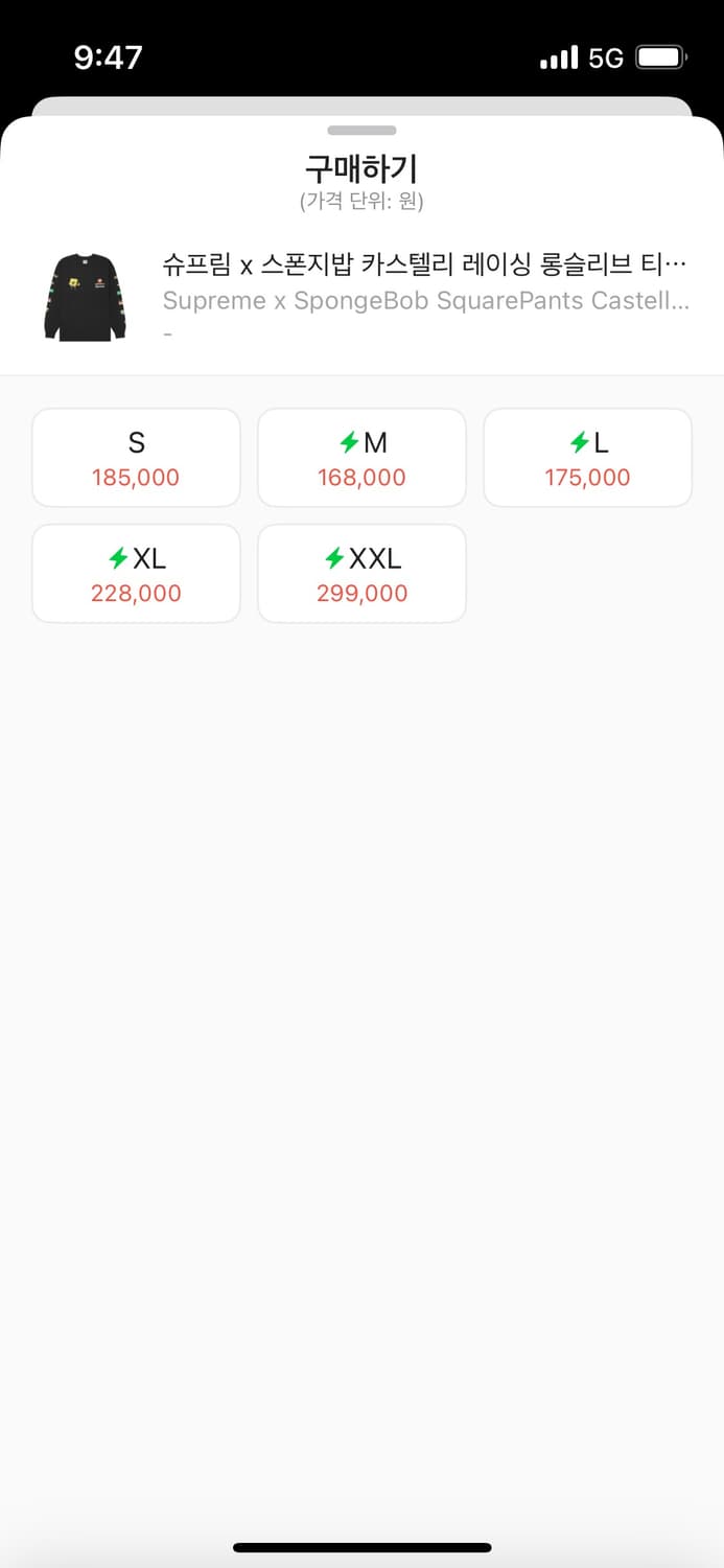 슈프림 스폰지밥 카스텔리 레이싱 롱슬리브 티셔츠 상품이미지2