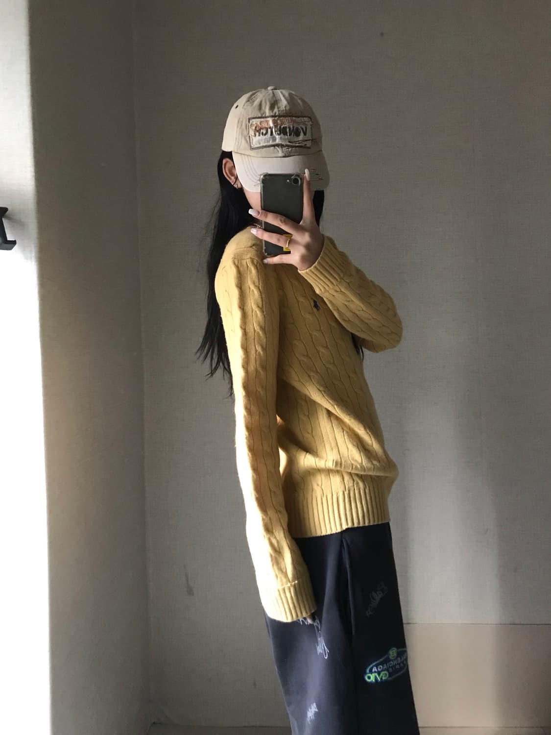 폴로 연노랑 케이블 니트 상품이미지4