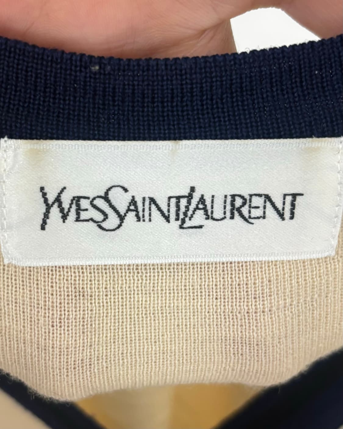 이브 생 로랑 아이보리 스트라이프 니트 가디건 상품이미지7