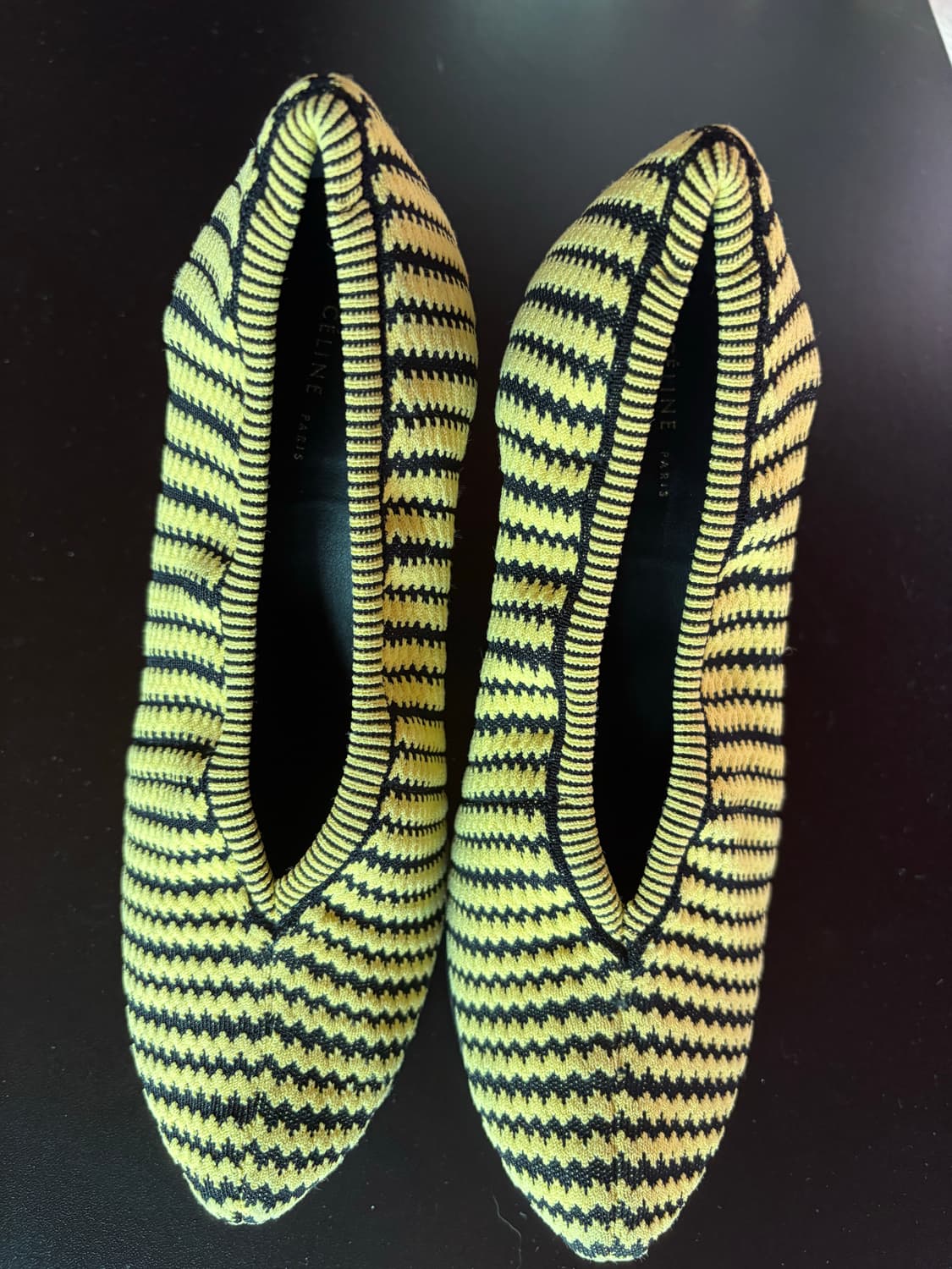 Celine 옐로우 스트라이프 힐 상품이미지4