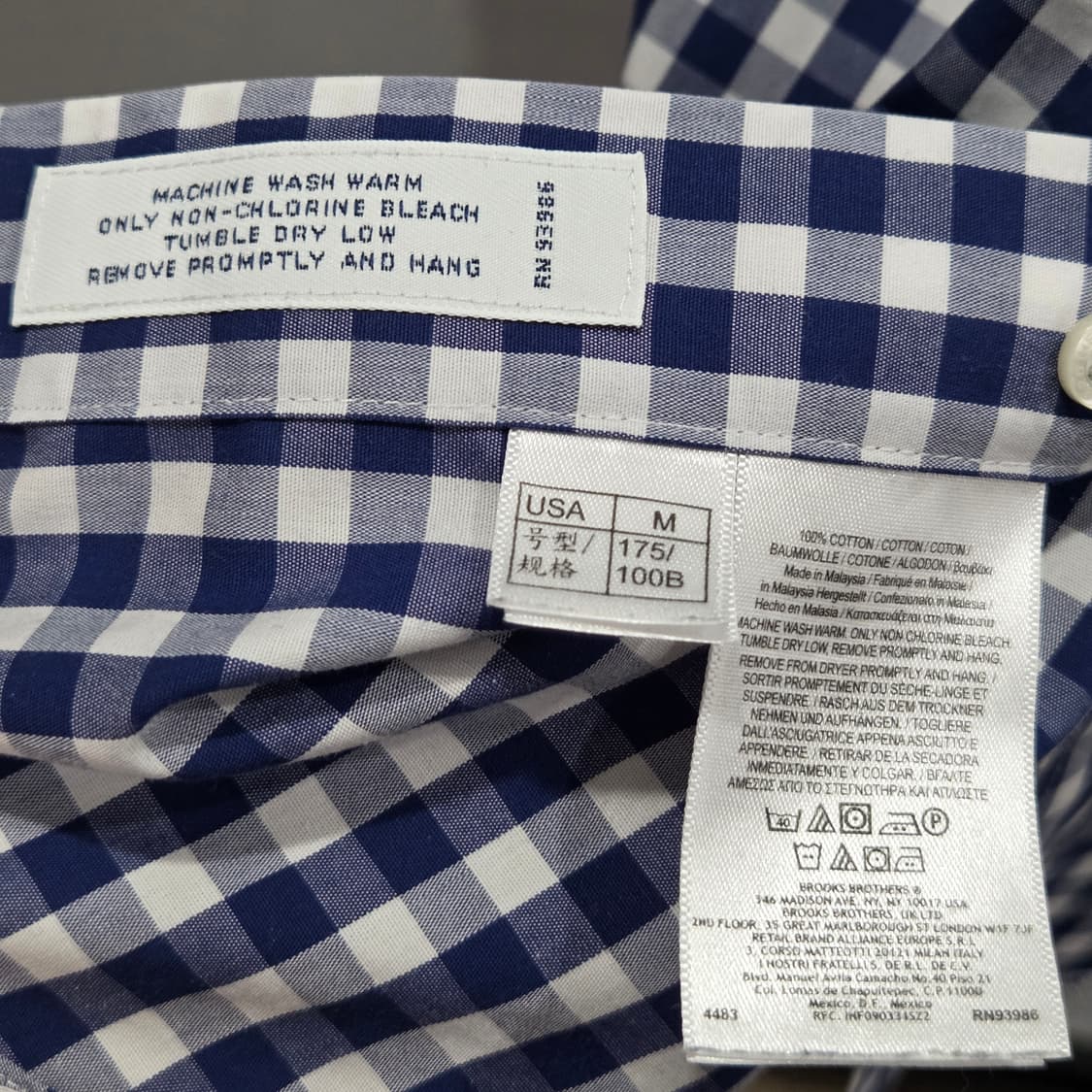 브룩스브라더스 버튼다운 깅엄체크 반팔셔츠 M 상품이미지3