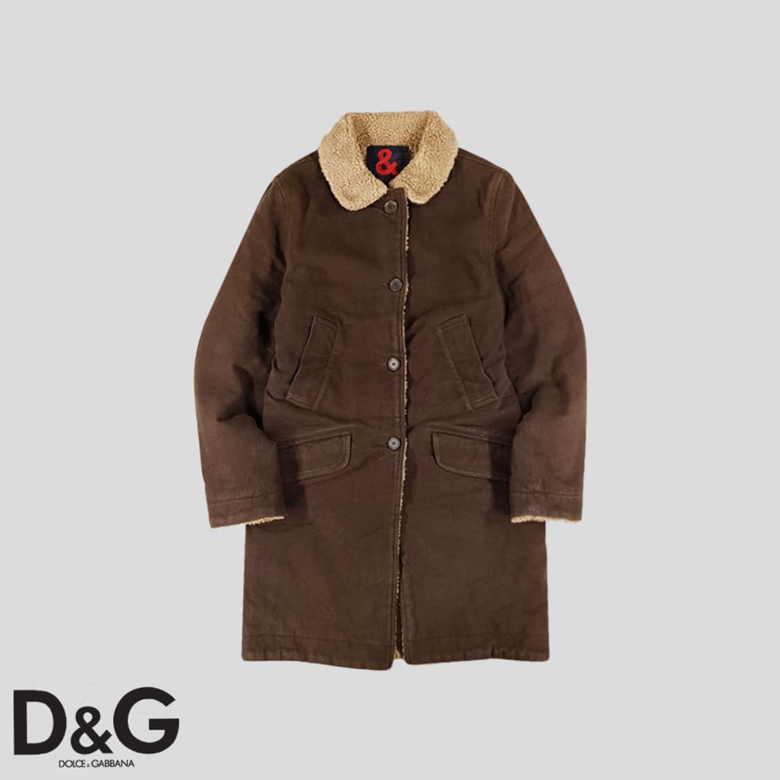 돌체앤가바나 딥브라운 쉐르파 이너플리스 코튼 무스탕 롱 상품이미지1