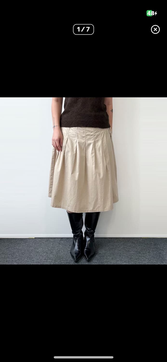 빈티지 베이지 랩스커트 상품이미지3