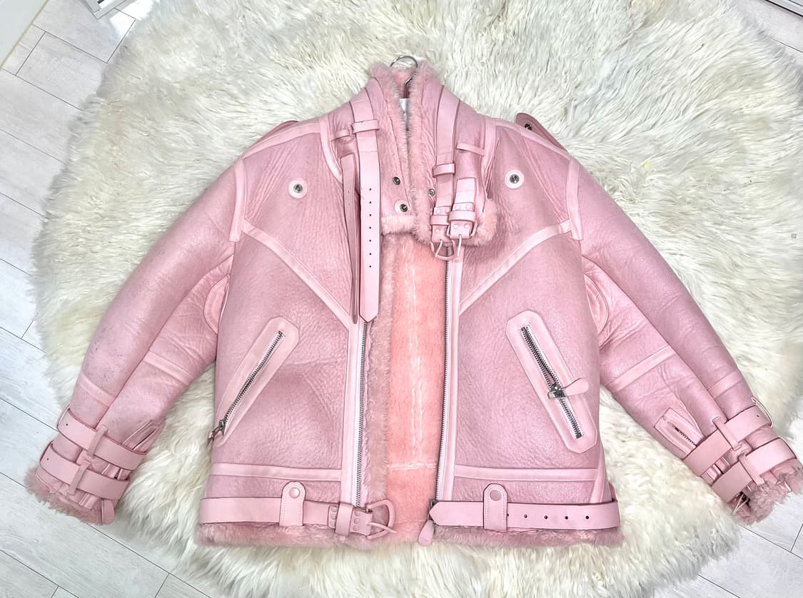 핑크 무스탕 탑드레싱 무스탕 상품이미지1