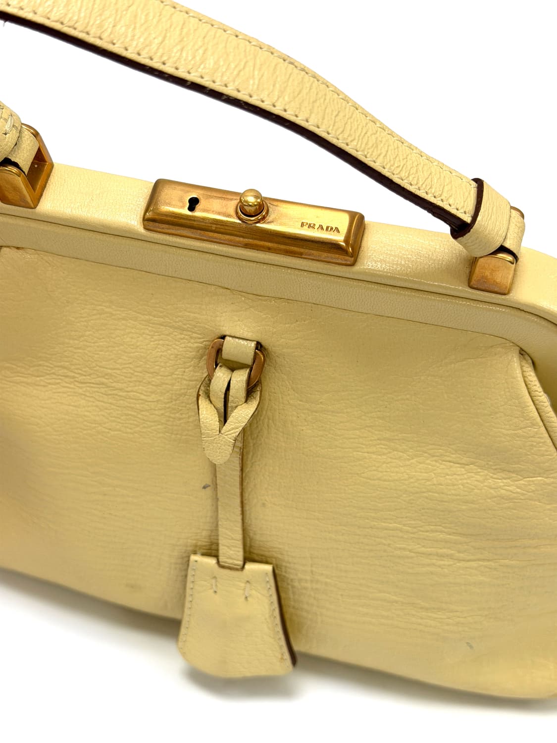 프라다 크림 베이지 레더 프레임 탑핸들 백 상품이미지2