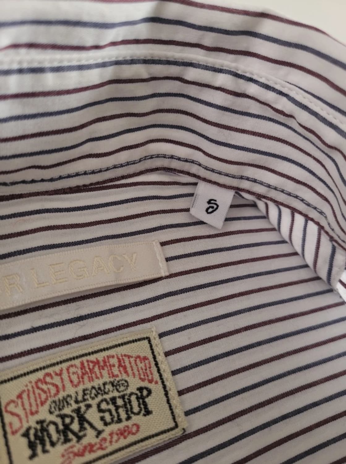 아워레가시 x 스투시 워크숍 버튼 오버사이즈 스트라이프 셔츠 S 상품이미지4