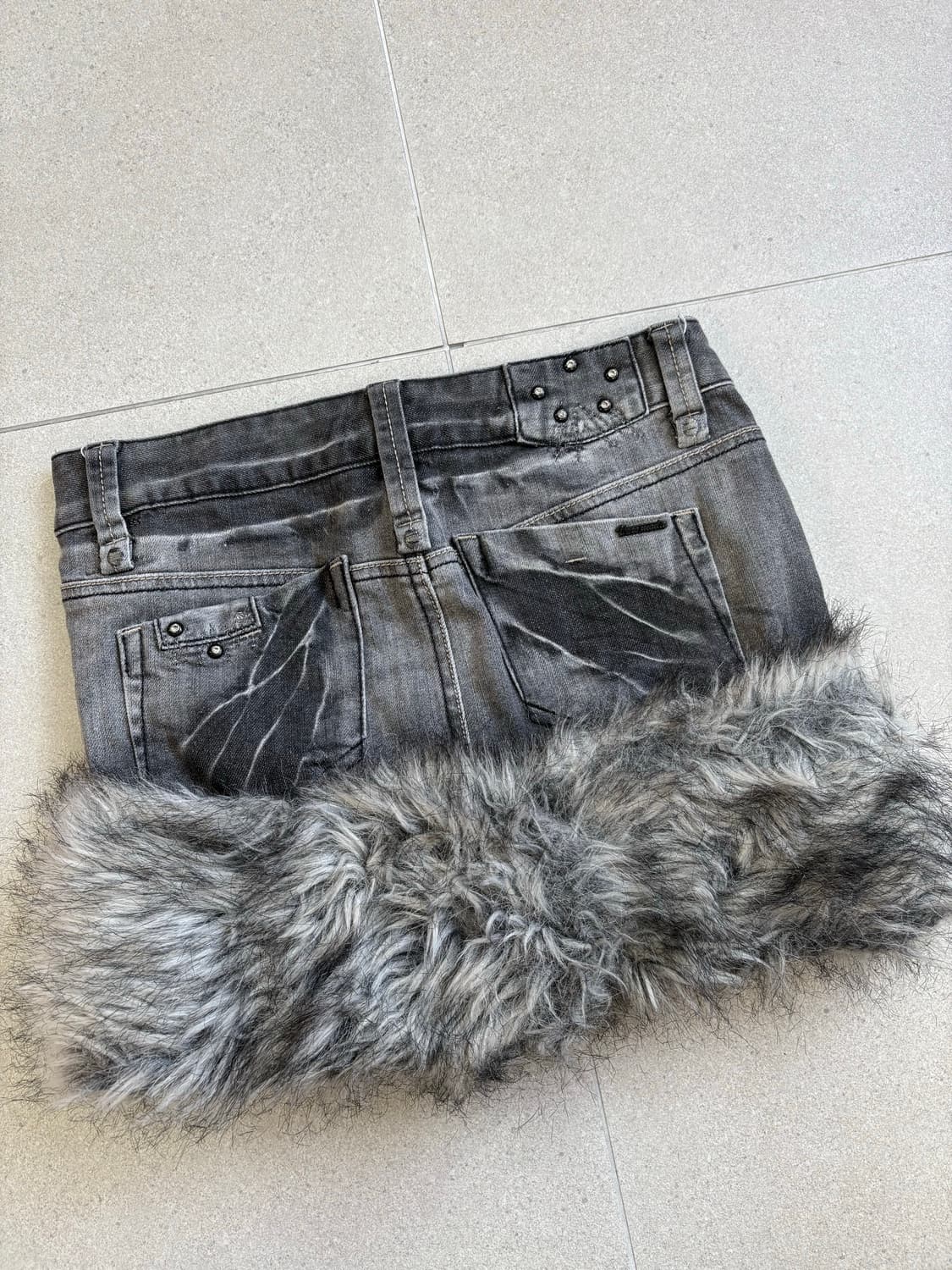 커스텀 그레이 퍼스커트 상품이미지5