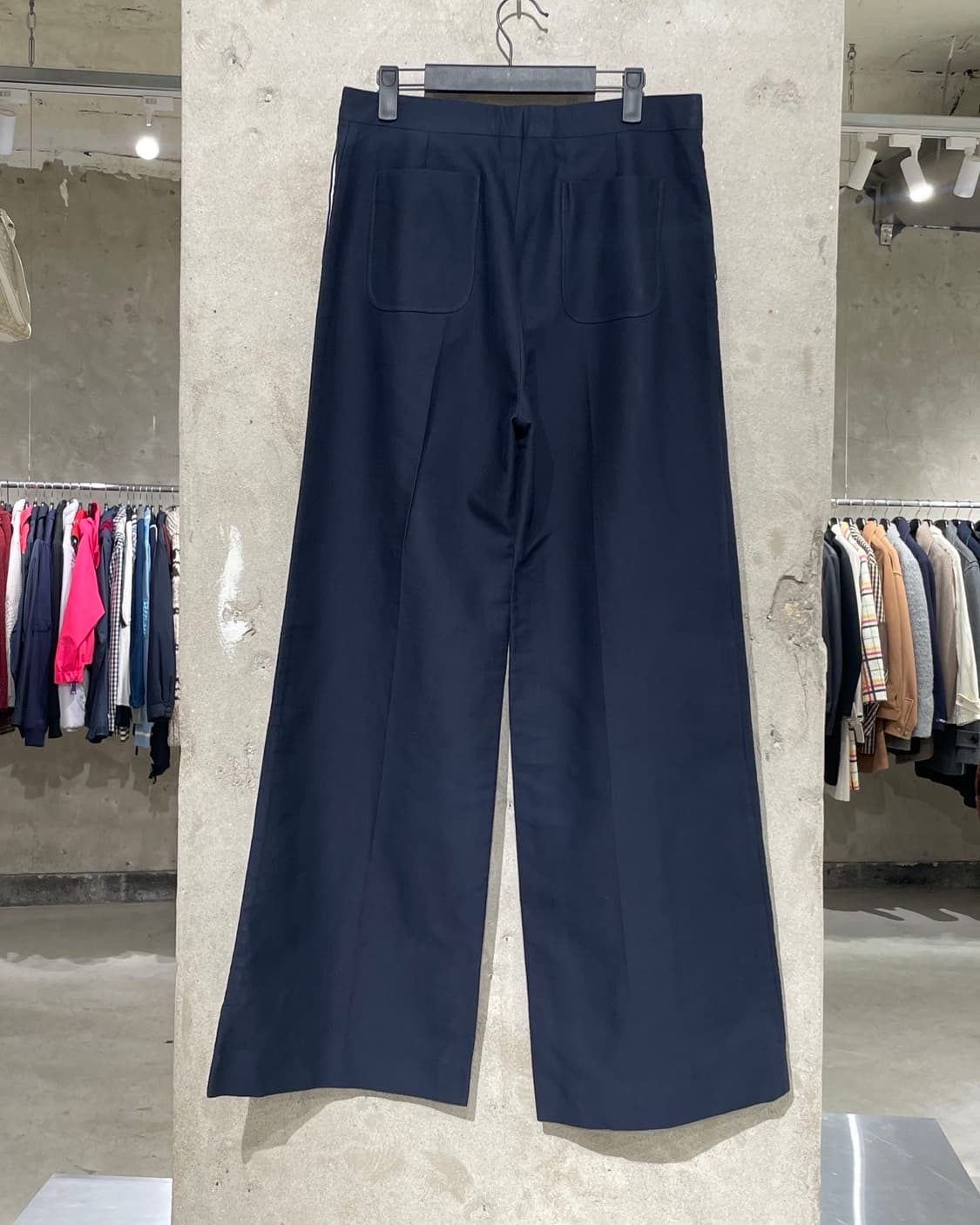 산드로 다크 네이비 원턱 울 코튼 혼방 와이드 슬랙스 상품이미지6