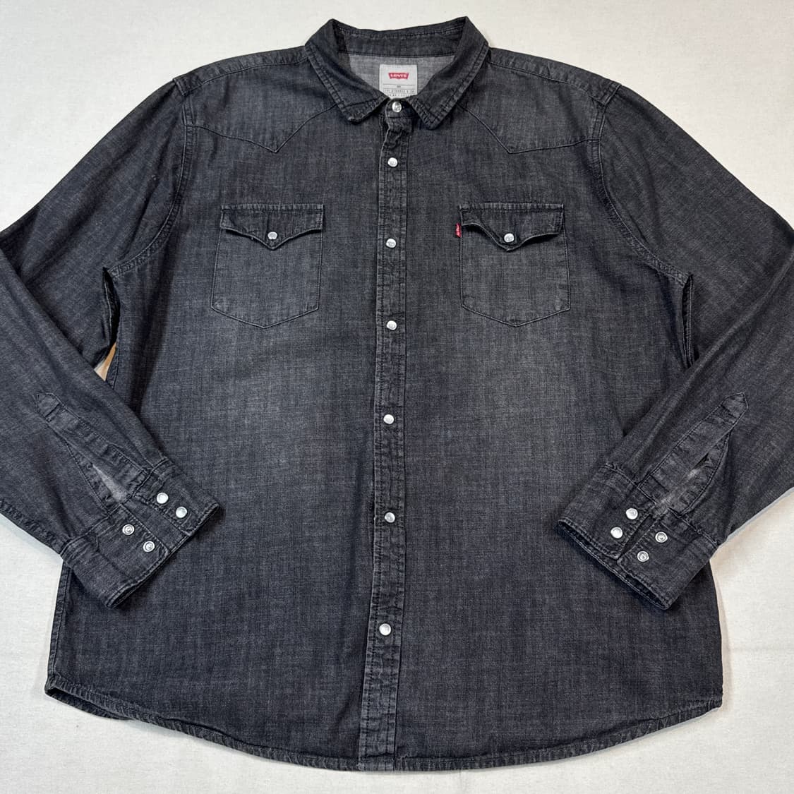 XL) 리바이스 투포켓 웨스턴 흑청 데님 셔츠 상품이미지2