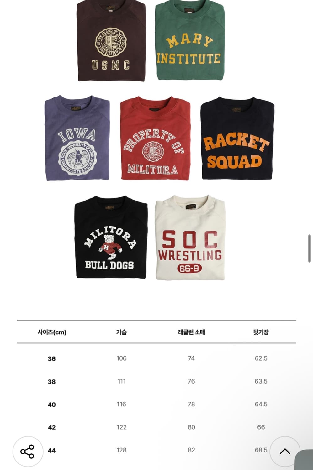 새상품) 밀리토라 Lot 121 스웻 맨투맨 그린 L 상품이미지2