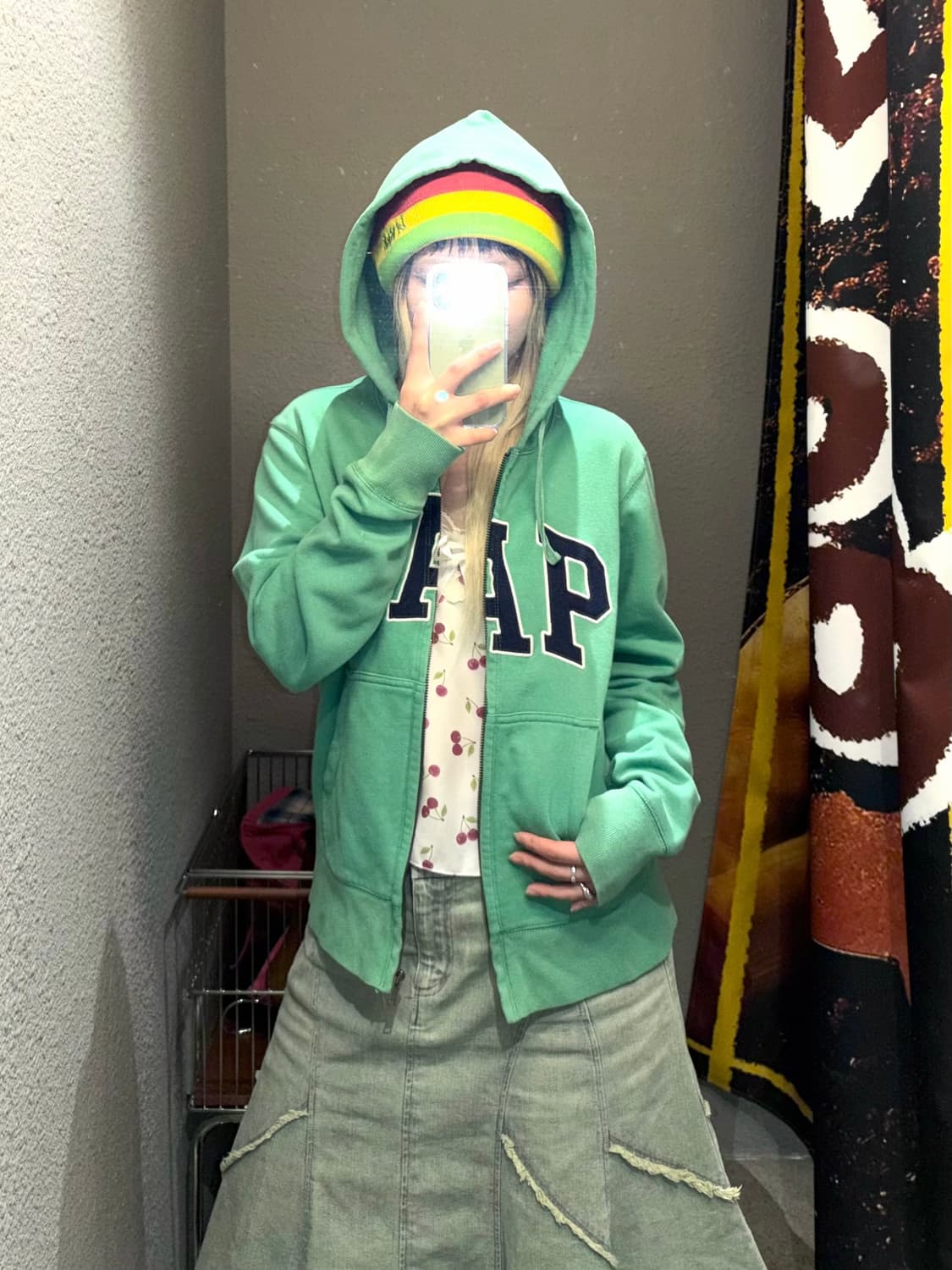 GAP 로고 민트 후드집업 상품이미지2