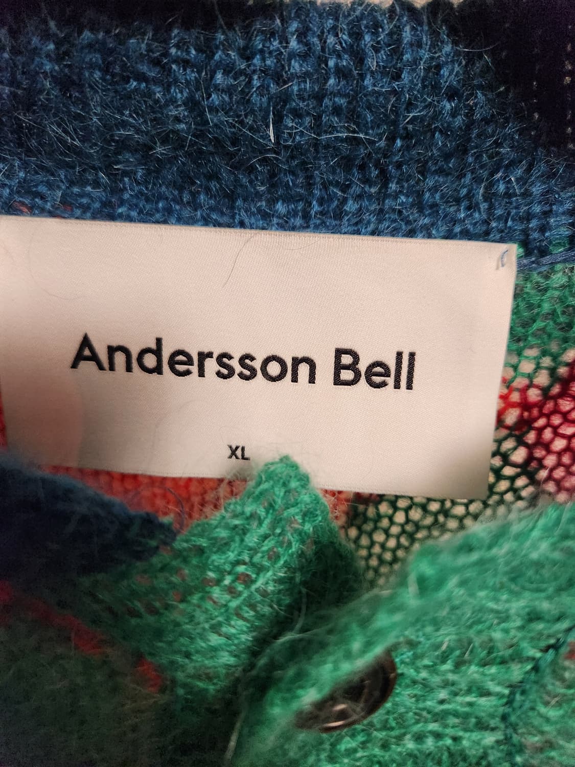 앤더슨벨  키드모헤어 아가일 가디건 카키 XL 상품이미지7