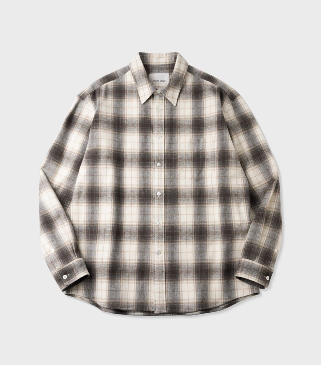 아틀리에 델디오 코튼 플란넬 체크 컴포트 셔츠 (IVORY BROWN) 상품이미지1