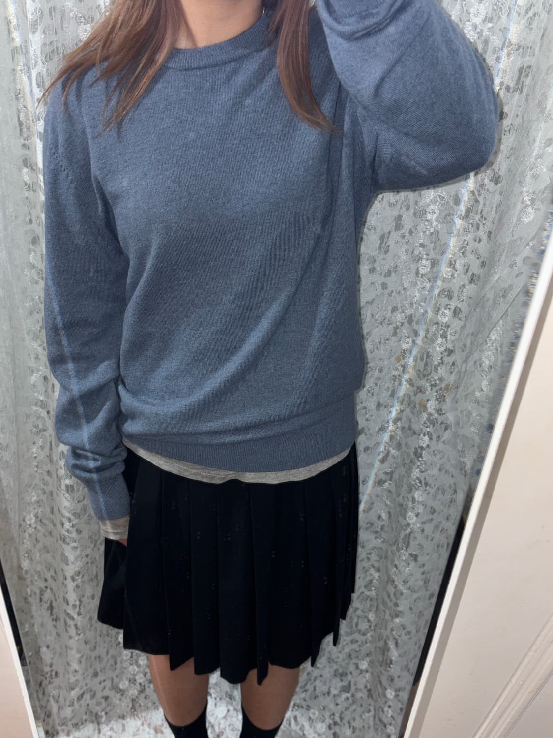 블랙 플리츠 스커트 상품이미지3