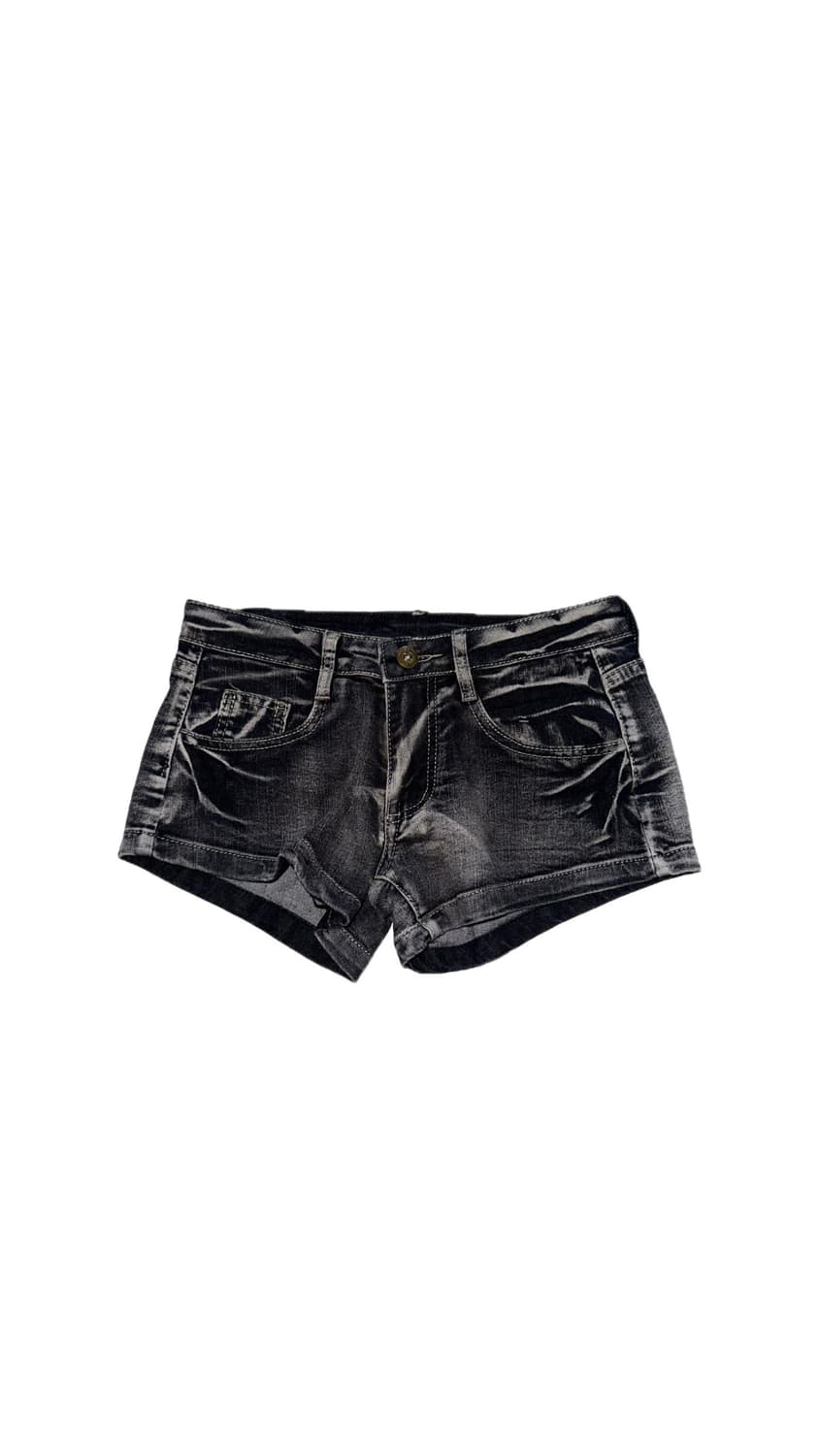 블랙 데님 숏팬츠 로우라이즈 반바지 상품이미지1