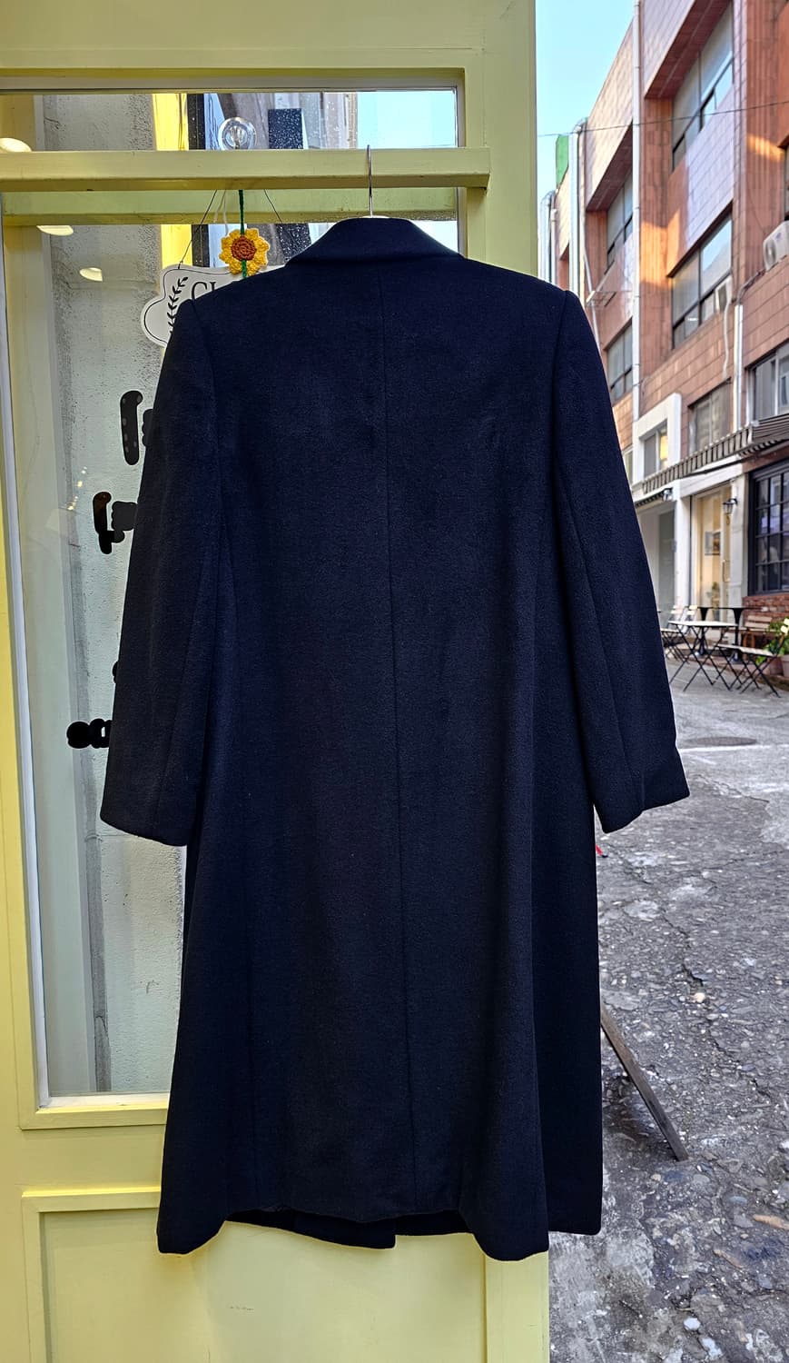 Carat by Sanyo 블랙 퓨어 캐시미어 테일러드 더블 코트 상품이미지8