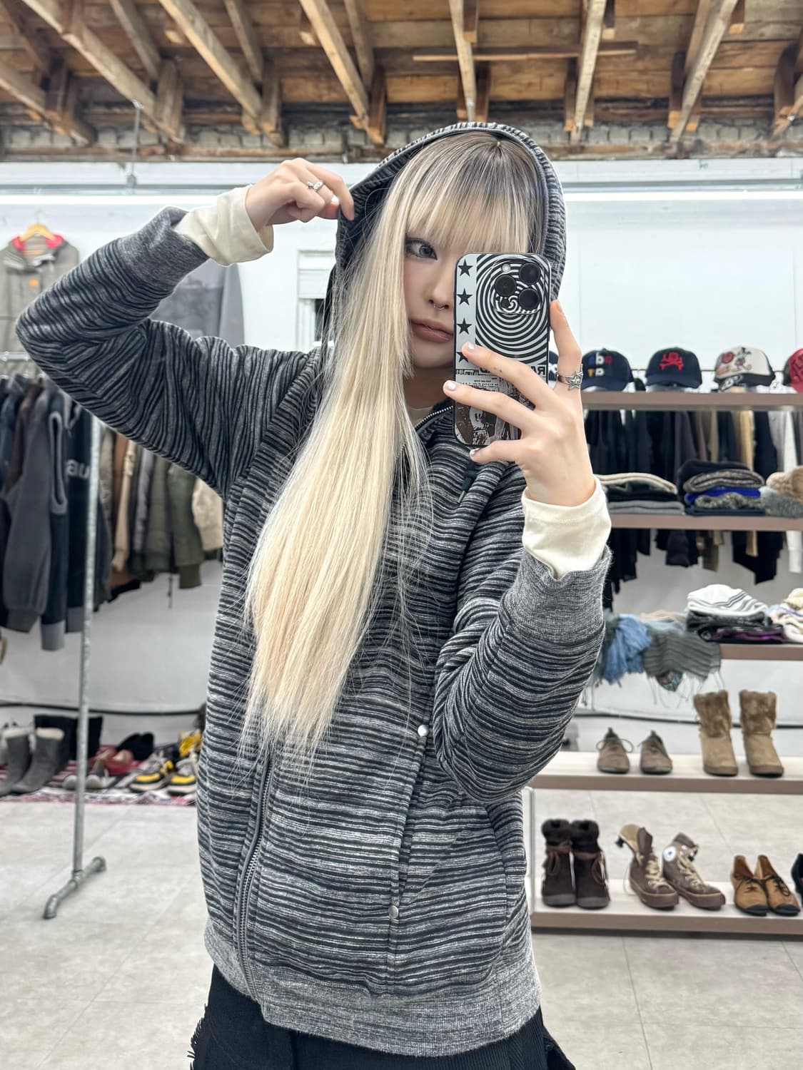 Steelo 스트라이프 후드 집업 상품이미지8