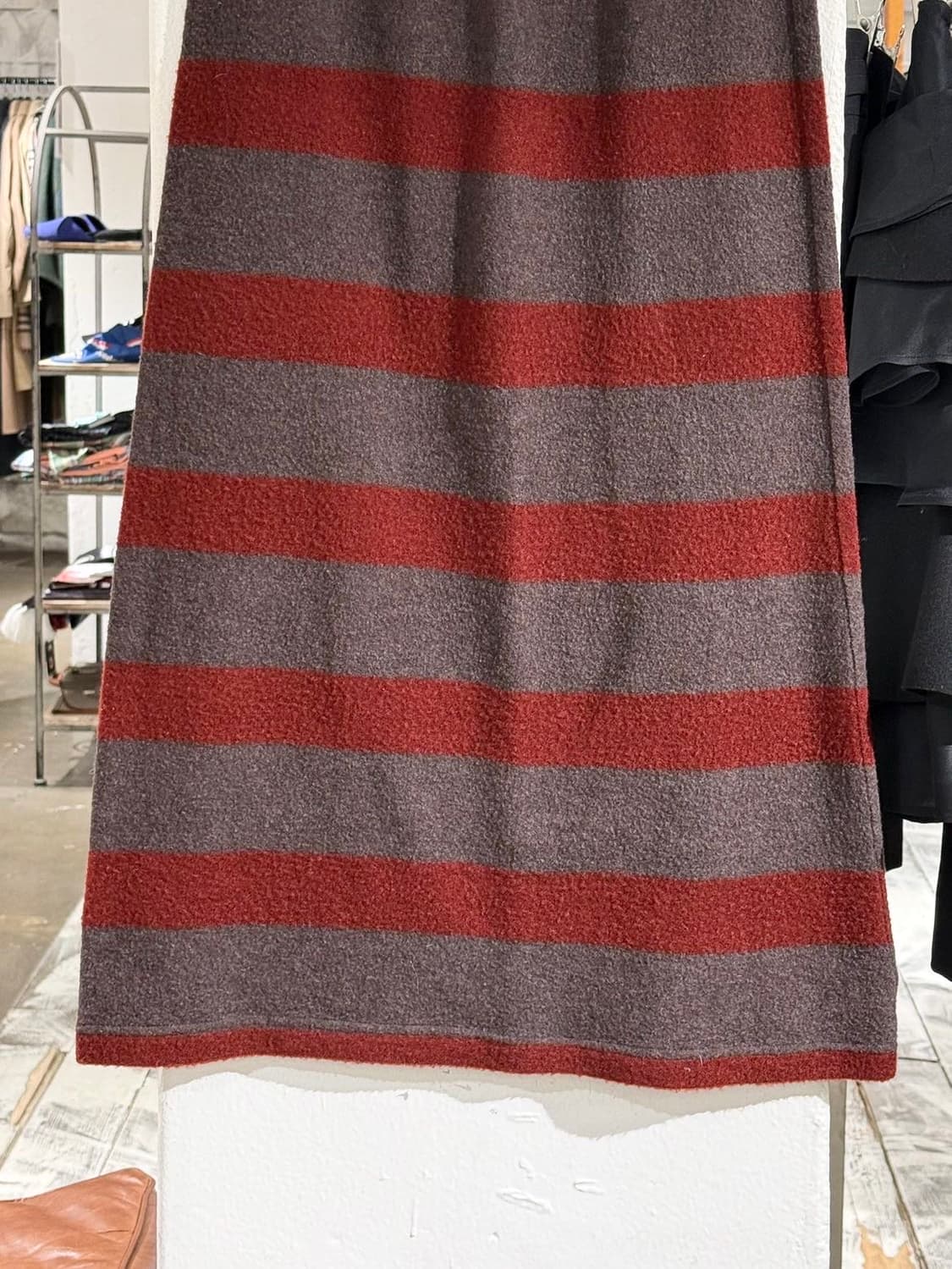 하이 스포팅 기어 브라운 스트라이프 울 블렌드 롱 스커트 상품이미지6