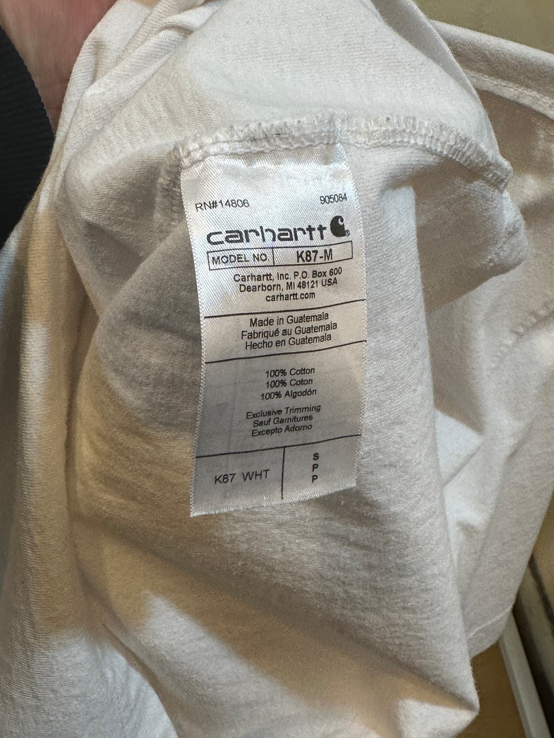 칼하트 포켓 반팔 티셔츠 화이트 S 상품이미지4