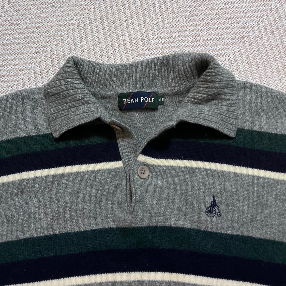 [정품] 빈폴 그레이 단가라 울 카라니트 [ 95 ] 상품이미지3