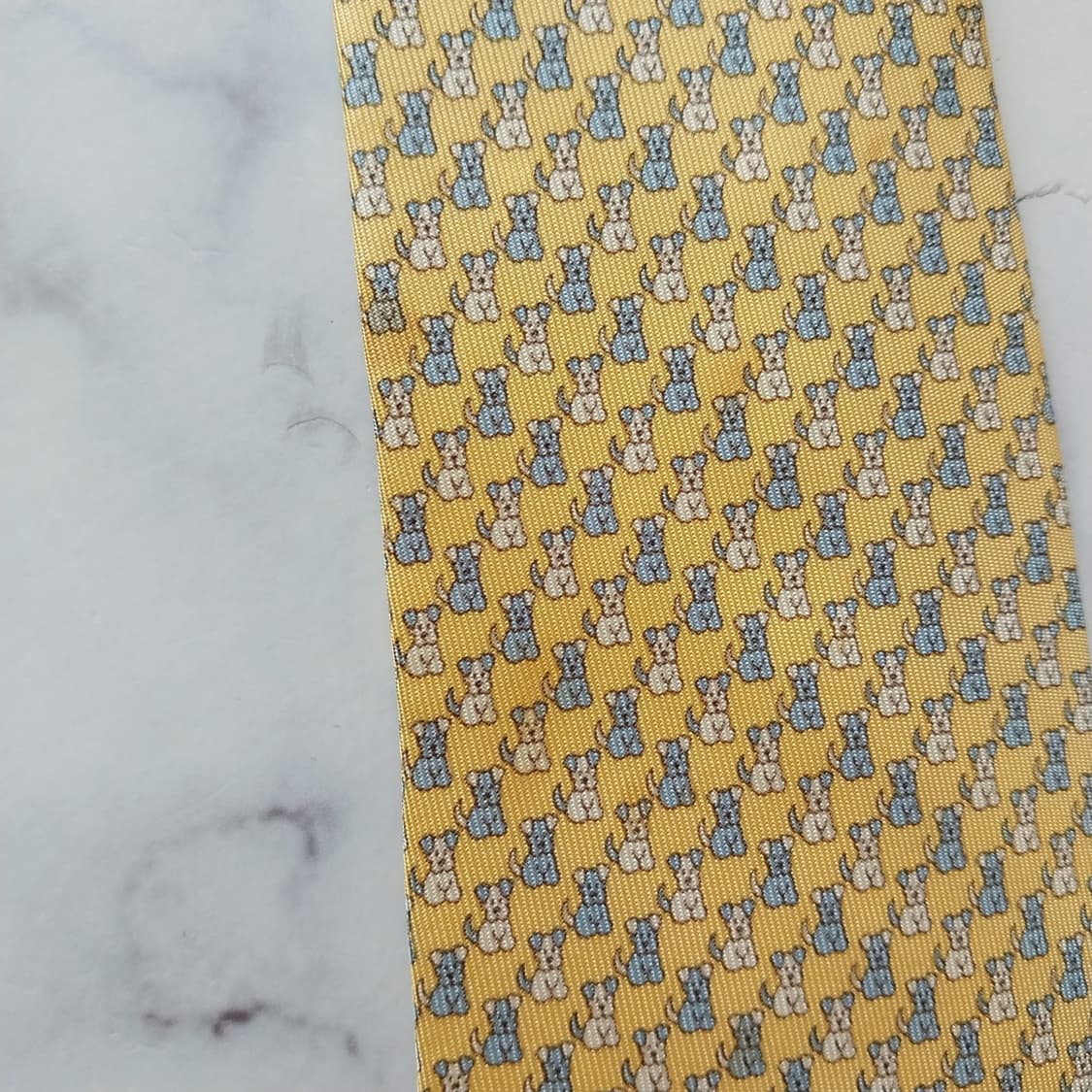 살바토레 페라가모 실크 강아지 모티브 넥타이 8.5cm A등급 K1936 상품이미지4