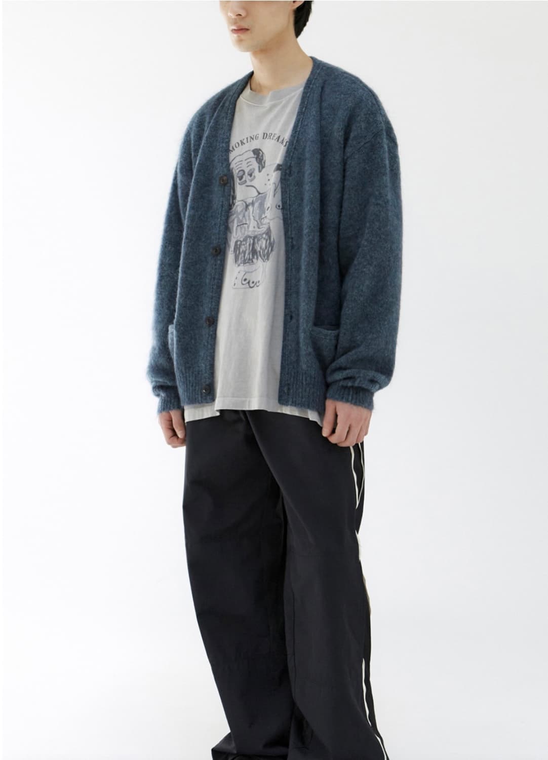 폴리테루 라이트 모헤어 가디건 블루 새상품 팝니다. 상품이미지5