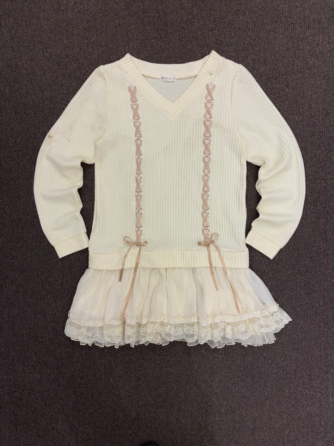 M)AXES FEMME 빈티지 여성 레이스업 디테일 프릴 원피스 상품이미지3