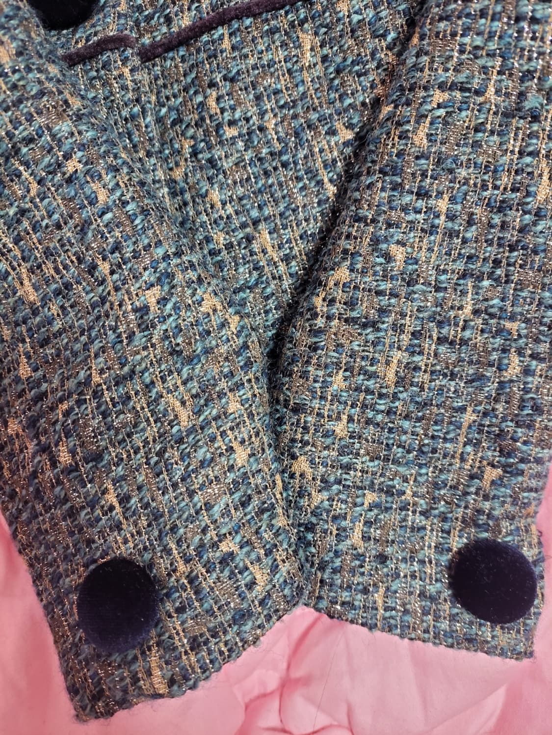 급처상태좋음!잇미샤 디올느낌 카라 벨벳 벨루아 글리터트위드자켓 레니본st 상품이미지3