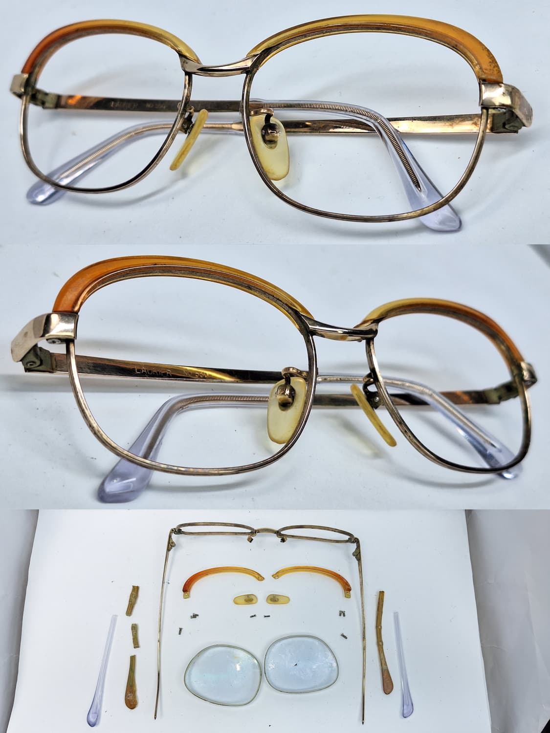 80s 일본 빈티지/LAURIFR no550 12KGF 금장 하금테 안경 상품이미지3