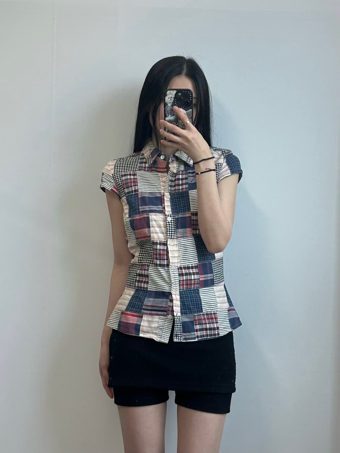 타미힐피거 마드리스 패치워크 캡소매 하프셔츠 상품이미지1