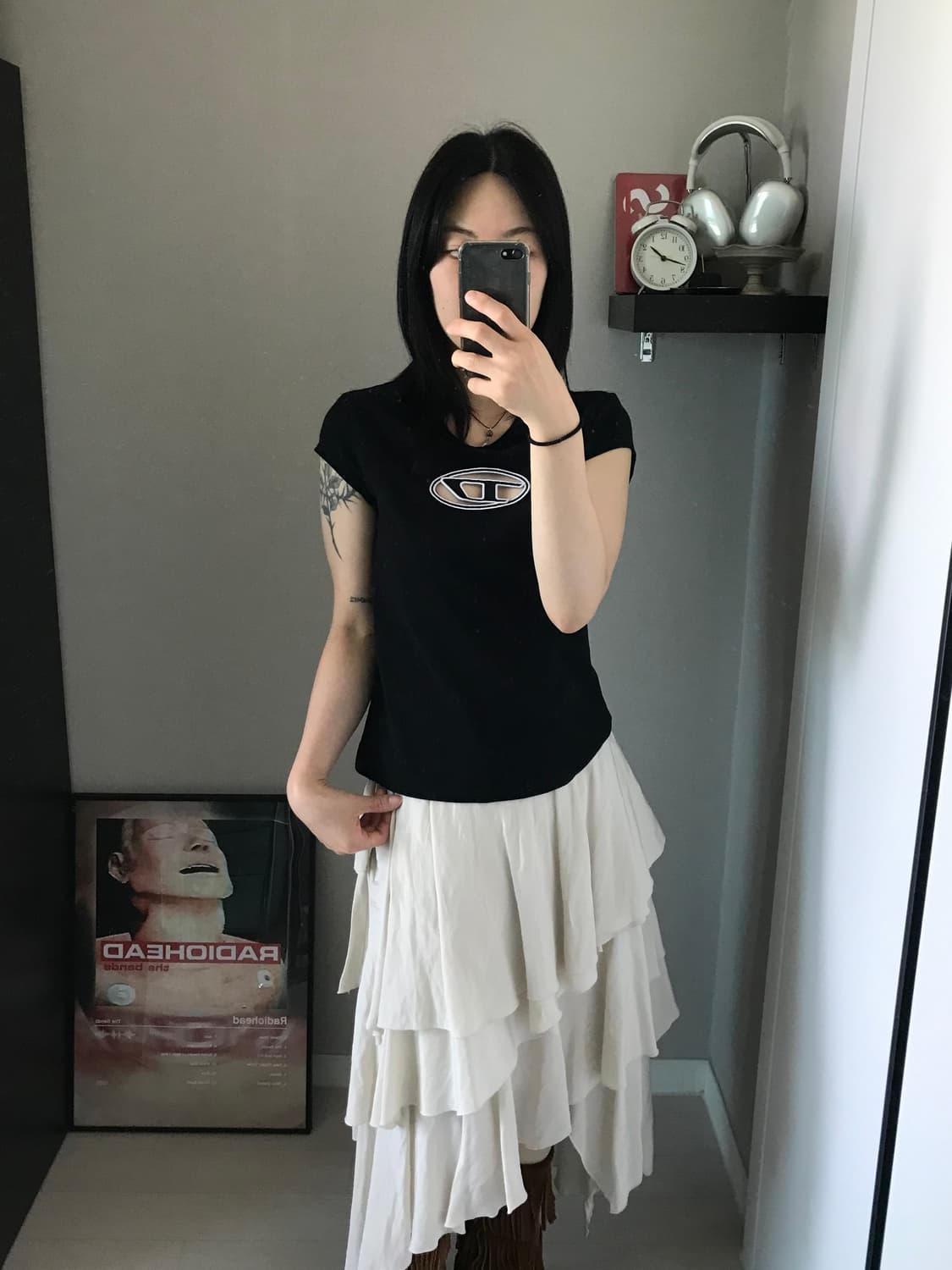 (W) 디젤 T-안지 피카부 로고 티셔츠 블랙 상품이미지2