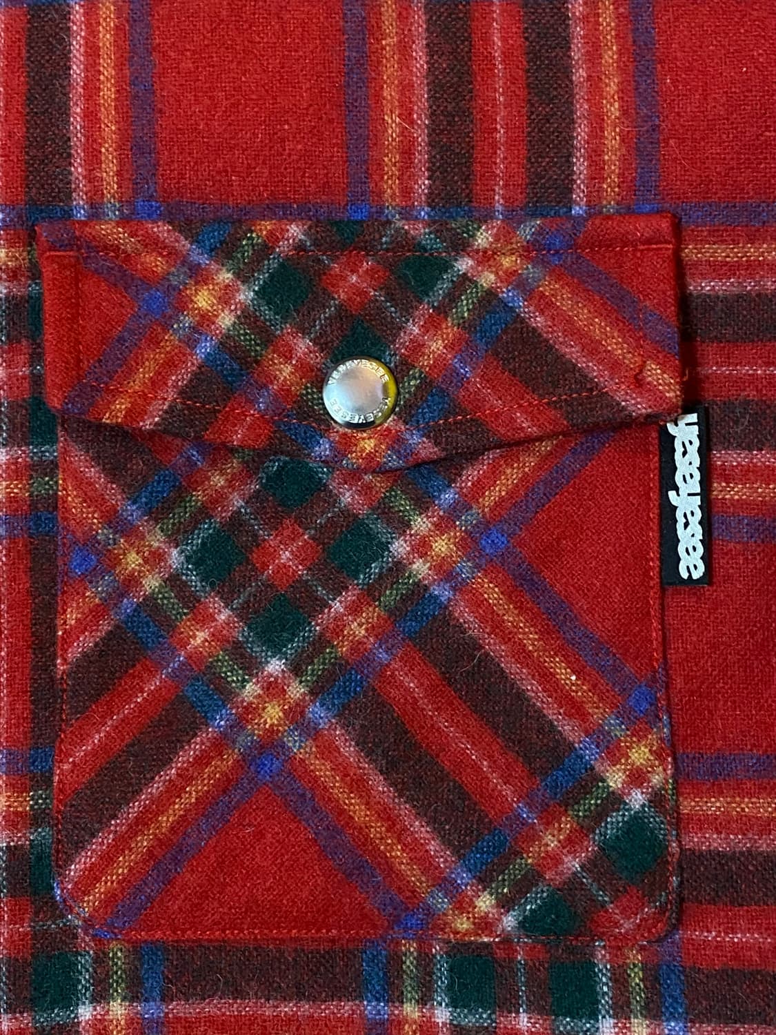 YESEYESEE 예스아이씨 퀼팅 울 레드 체크 셔츠 자켓 L 상품이미지4