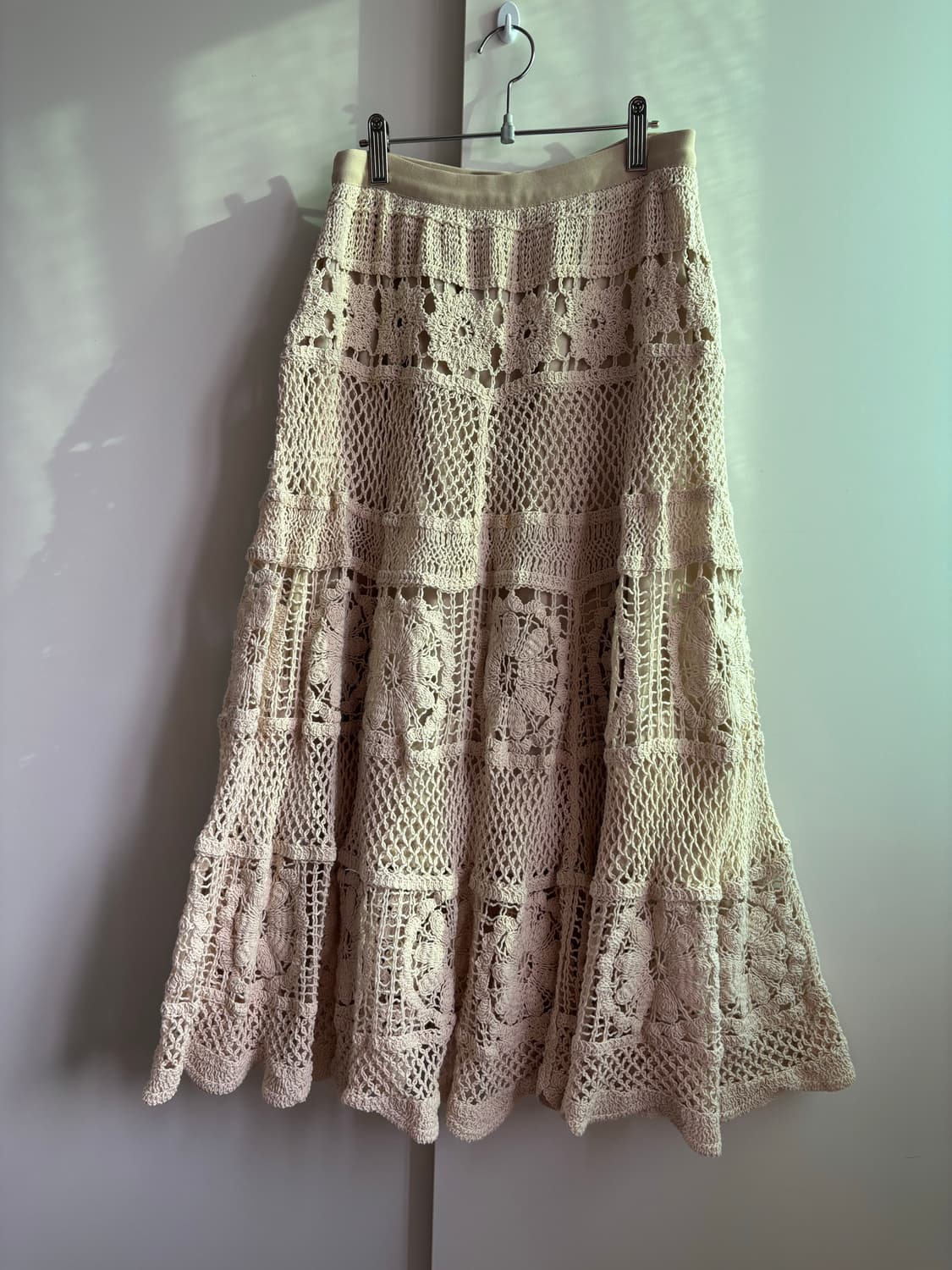 빈티지 크로셰 뜨개 롱 스커트 아이보리 상품이미지1