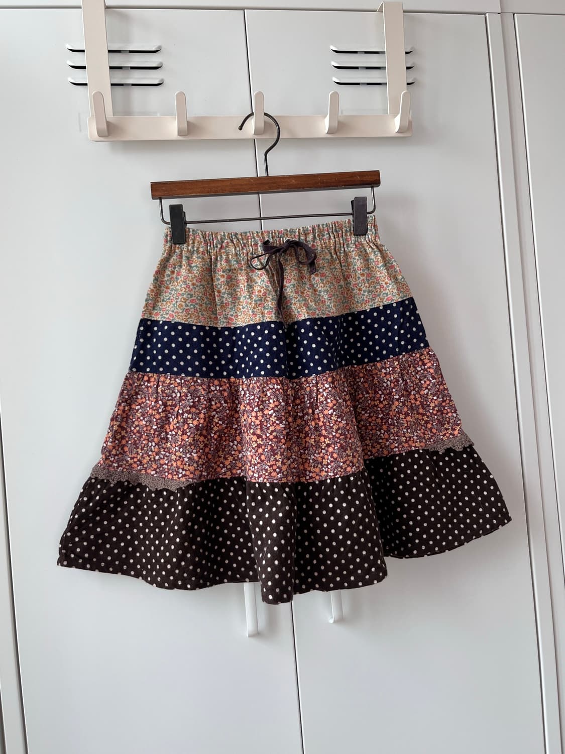 Papp 잔꽃 도트 패치워크 플레어 스커트 상품이미지5