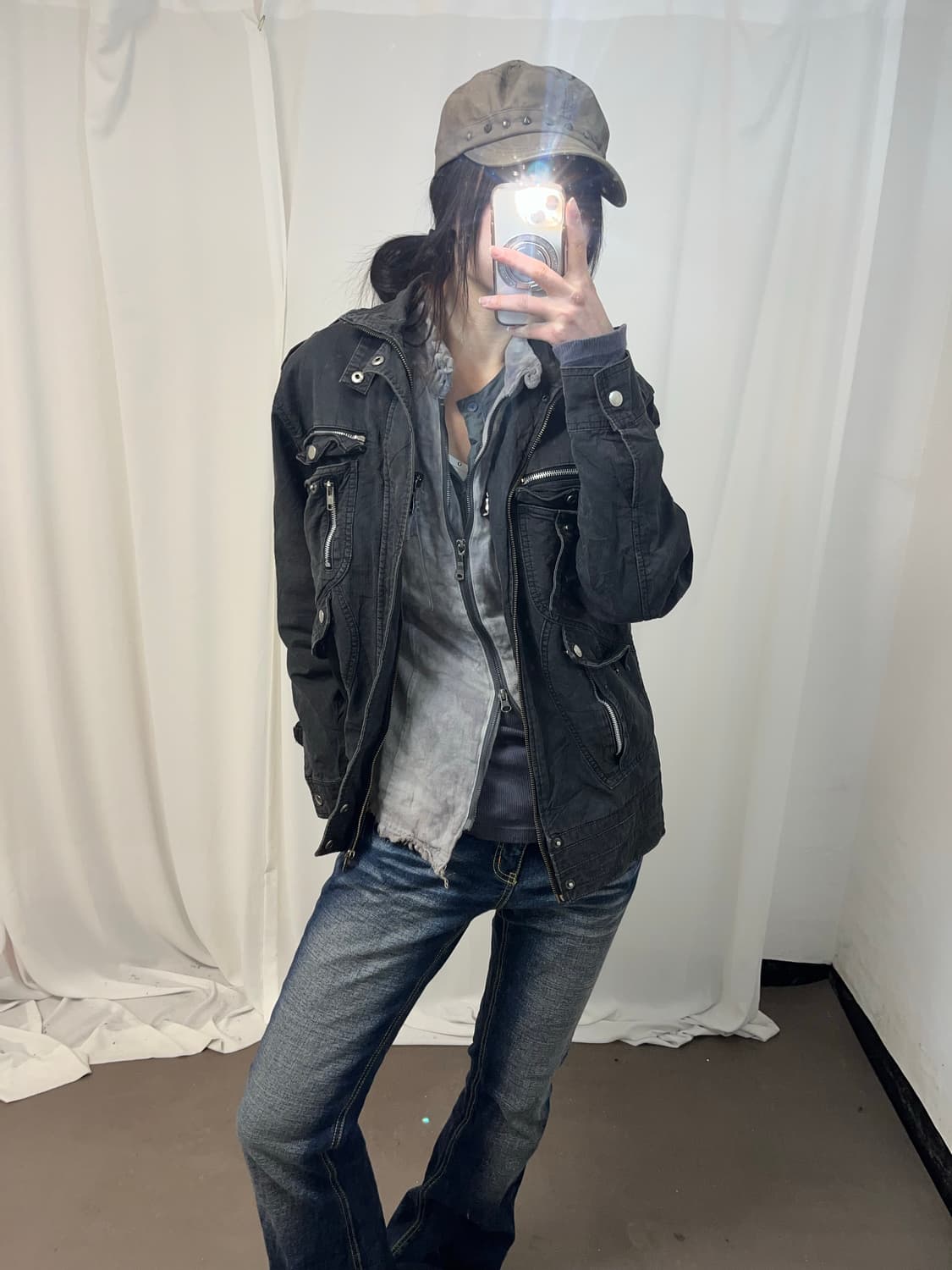 Y2K 차콜 유틸리티 자켓 상품이미지1