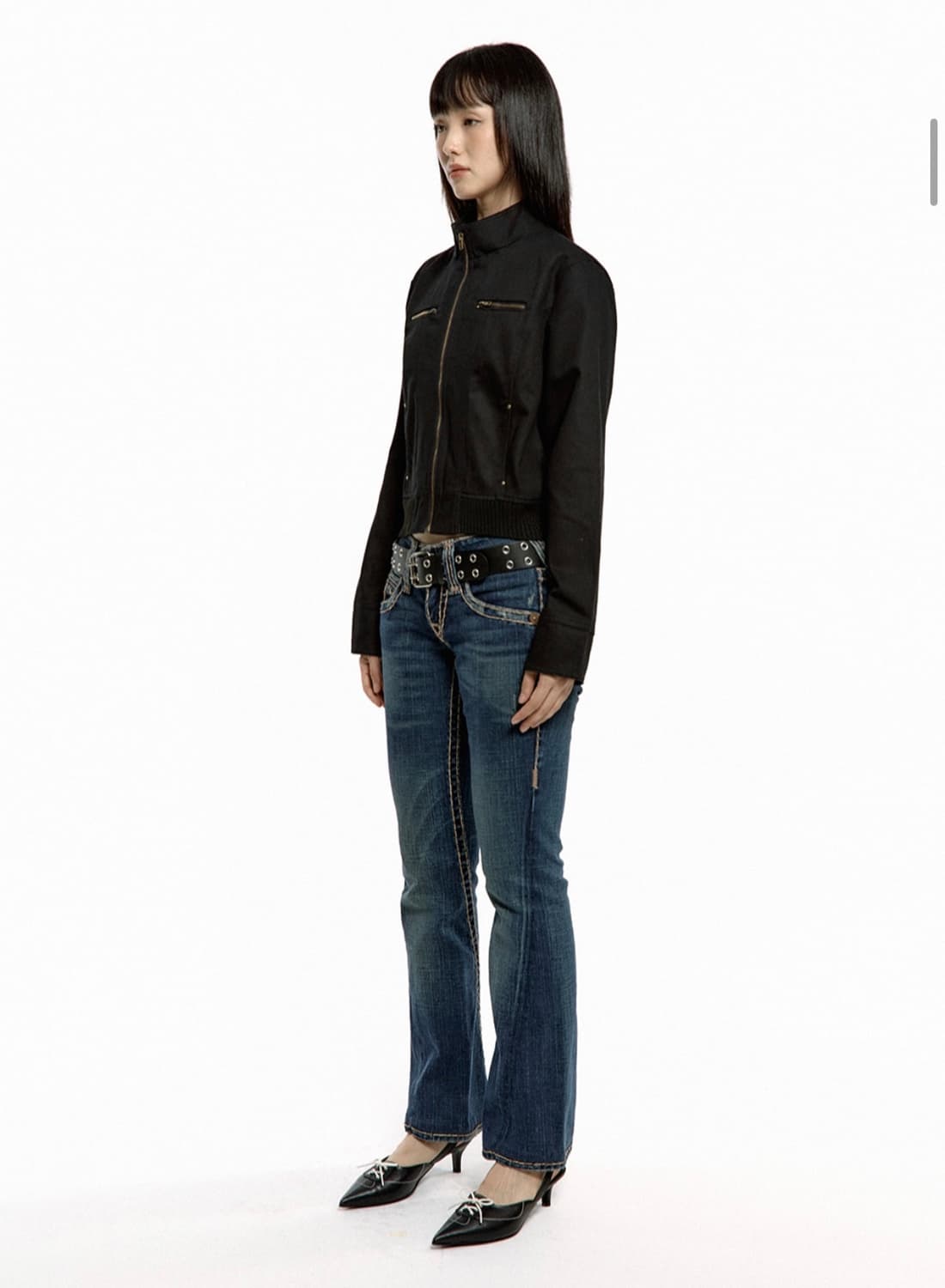 러프넥 블루종 자켓 블랙 s 상품이미지2