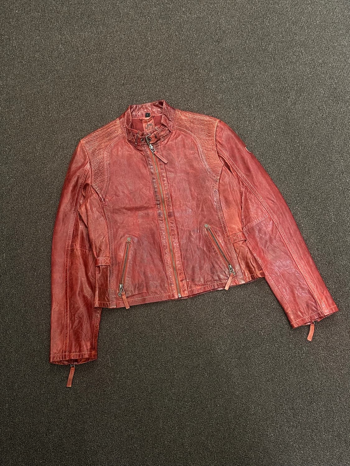 L)Japanese vintage 여성 버건디 레더자켓 상품이미지1