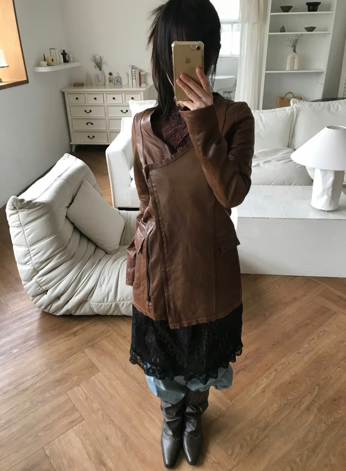vintage brown leather jacket 상품이미지1