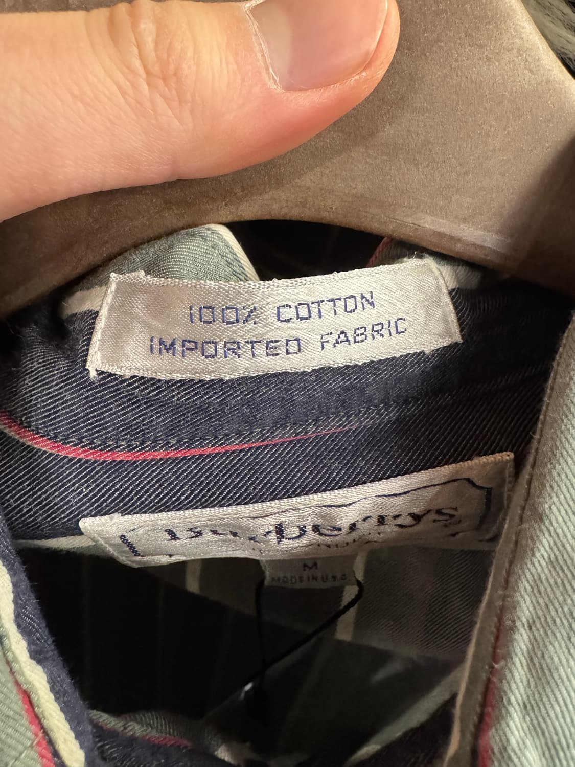 90s 버버리 스트라이프 긴팔 셔츠 전면 원포켓 포인트 네이비 상품이미지6