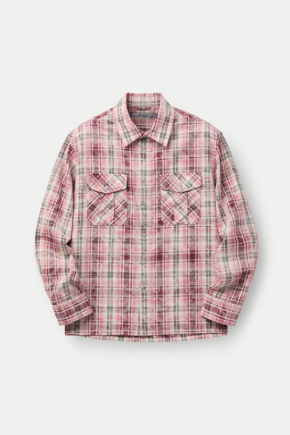 시리즈 핑크 워싱 체크 오버형 셔츠 상품이미지1