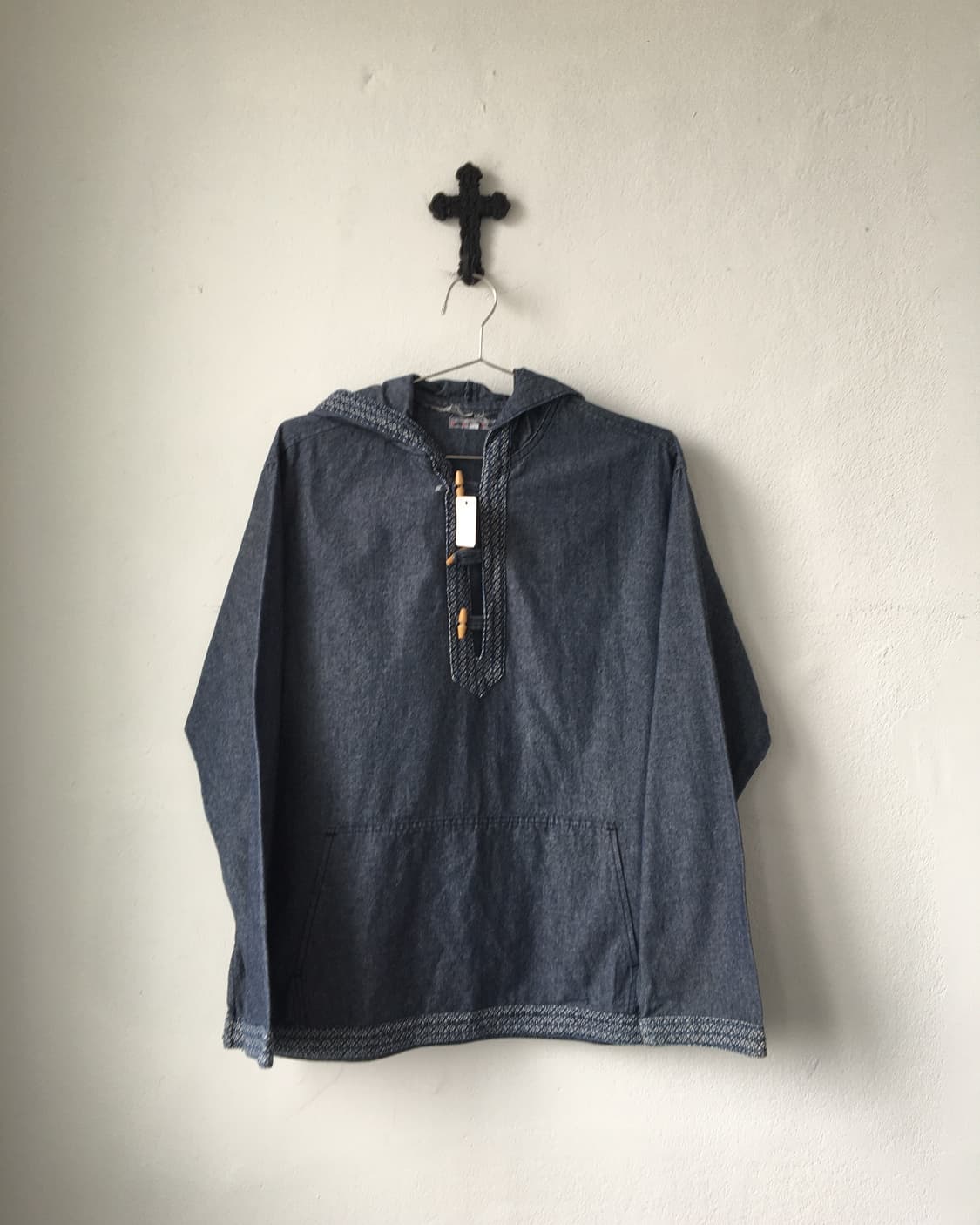 Button Henry neck denim hood 상품이미지2