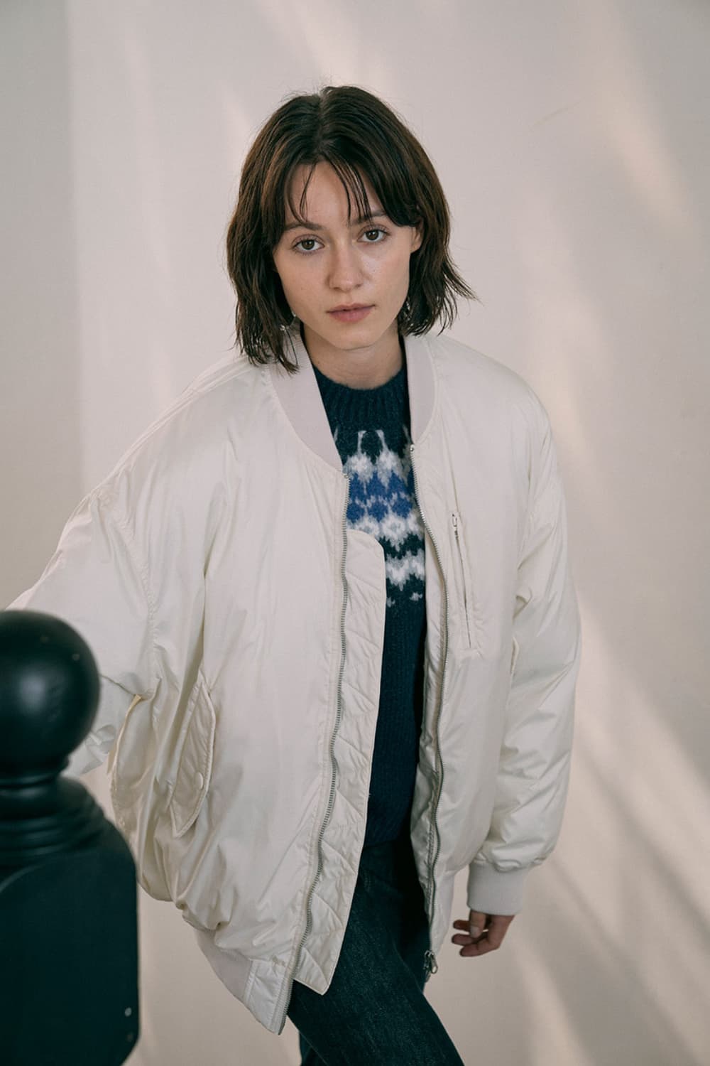 반원아틀리에 오버핏 항공 점퍼 패딩 ma-1 크림 새상품 상품이미지4