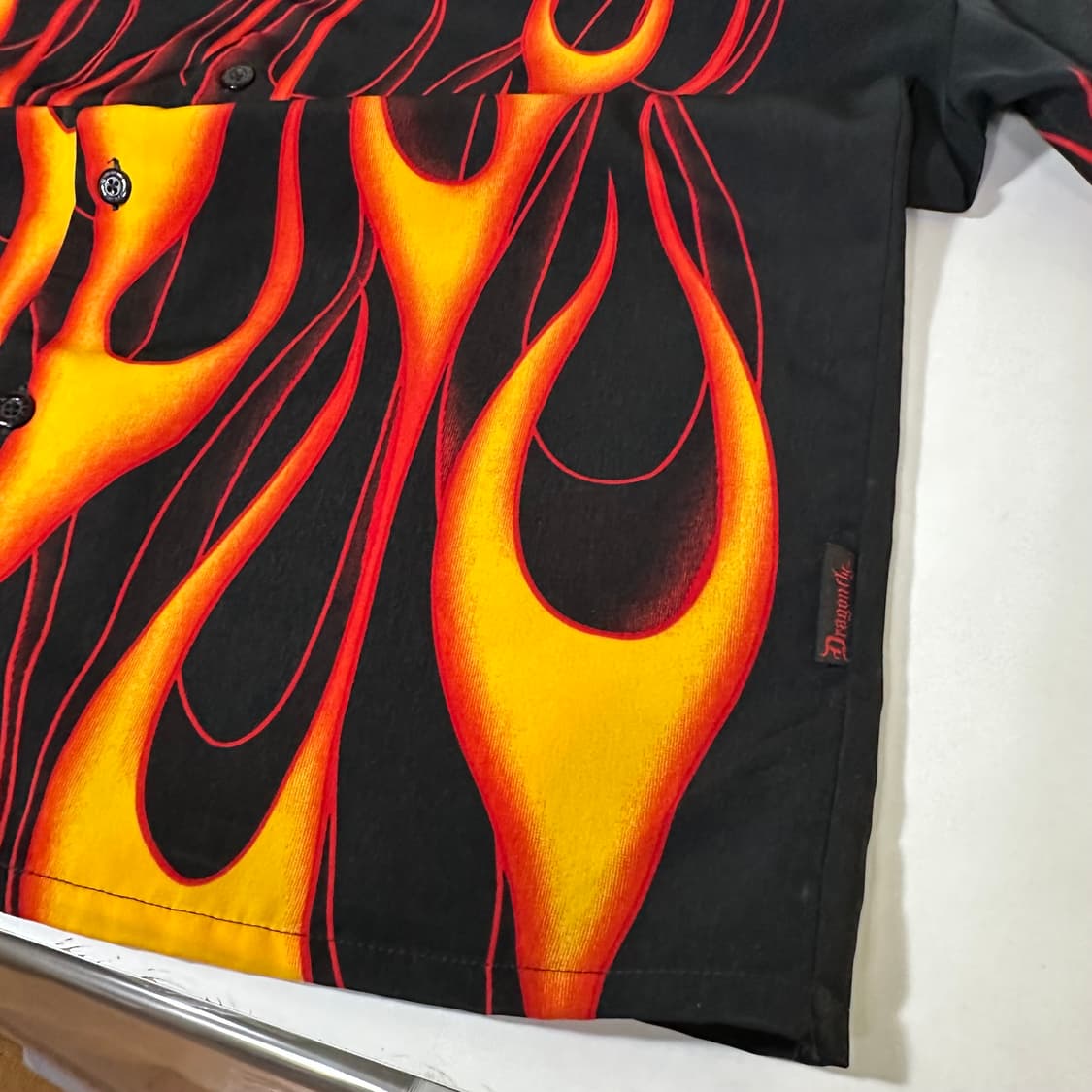 M 빈티지 블랙 불꽃프린팅 반팔셔츠 상품이미지3
