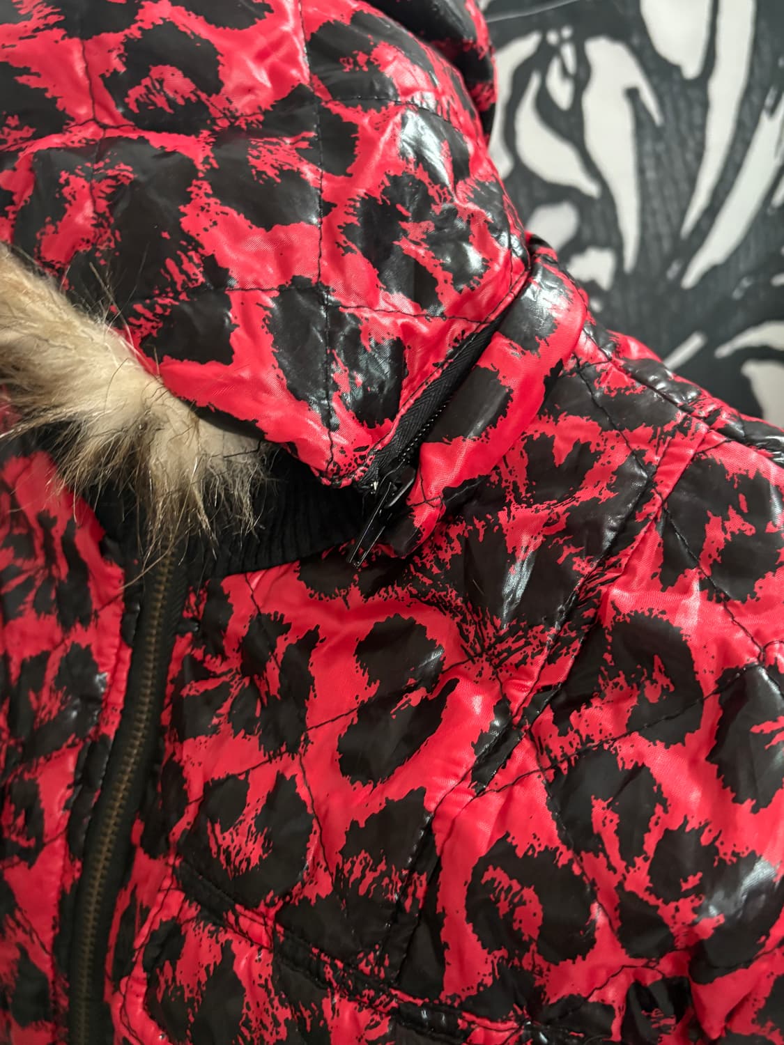 • Red Leopard Fur Quilting Zip-Up Jacket 상품이미지8