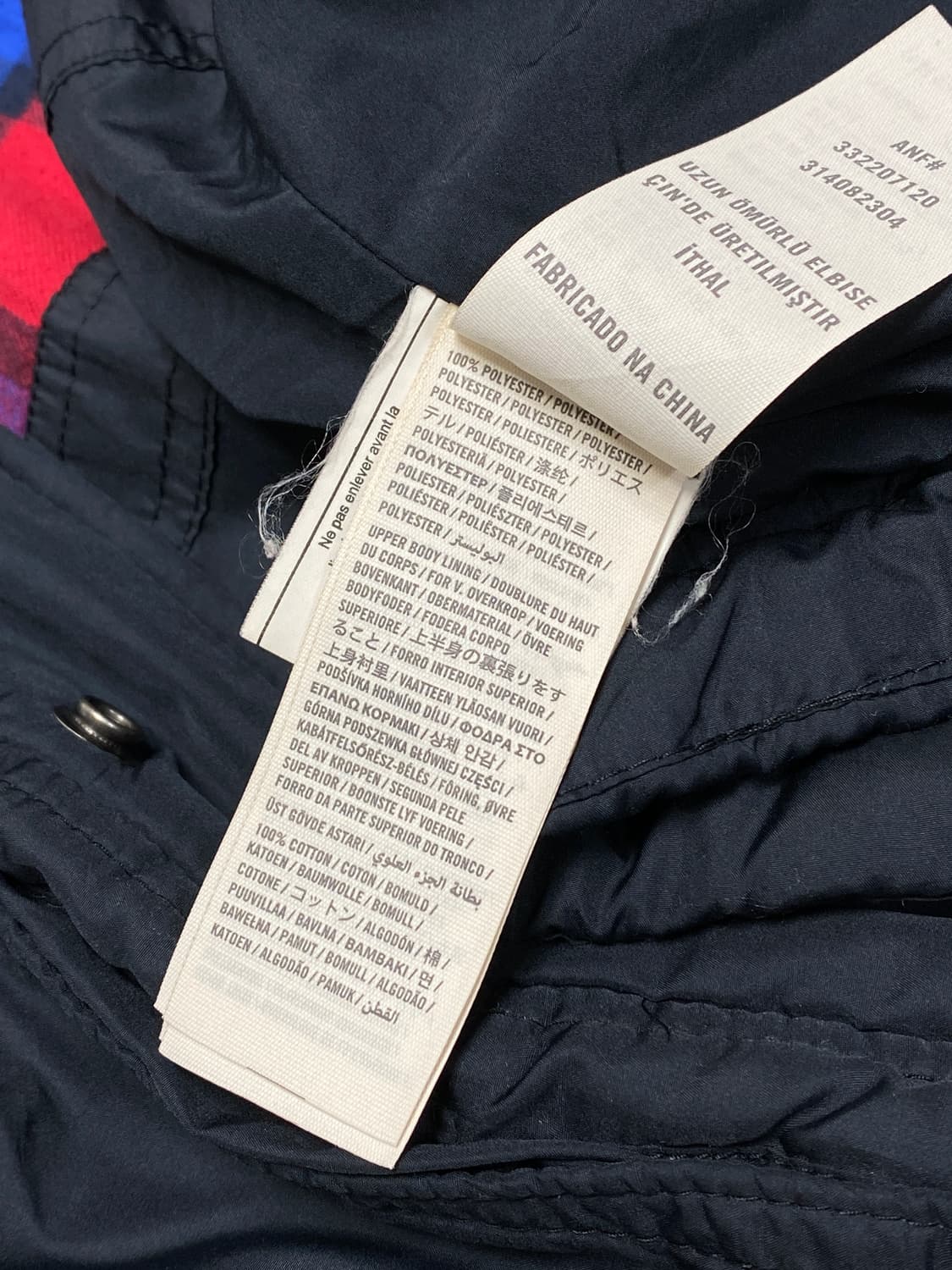 홀리스터 플란넬 배색 후디드 패딩 네이비 M 상품이미지6