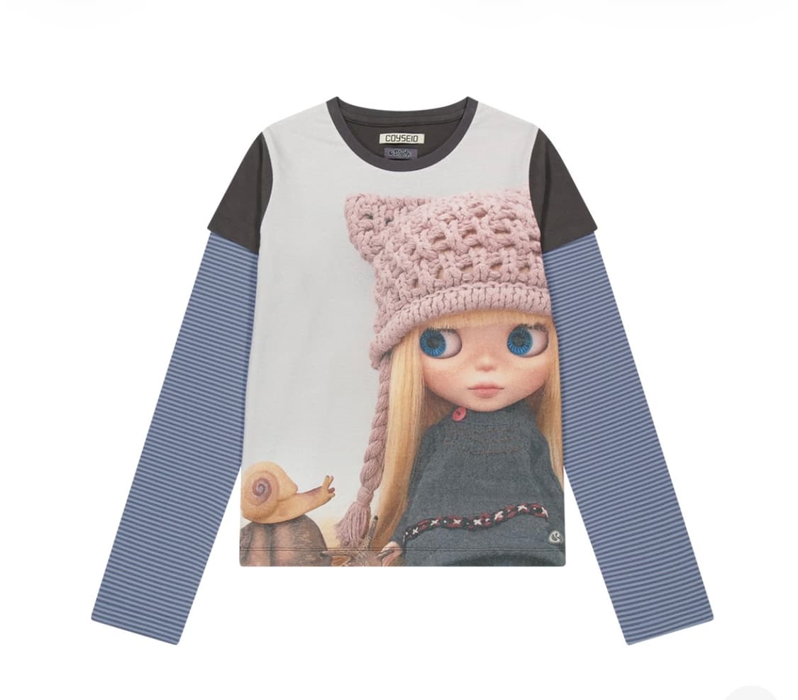 코이세이오 X 브라이스돌 스트라이프 더블 롱 슬리브 애쉬 브라운 상품이미지2