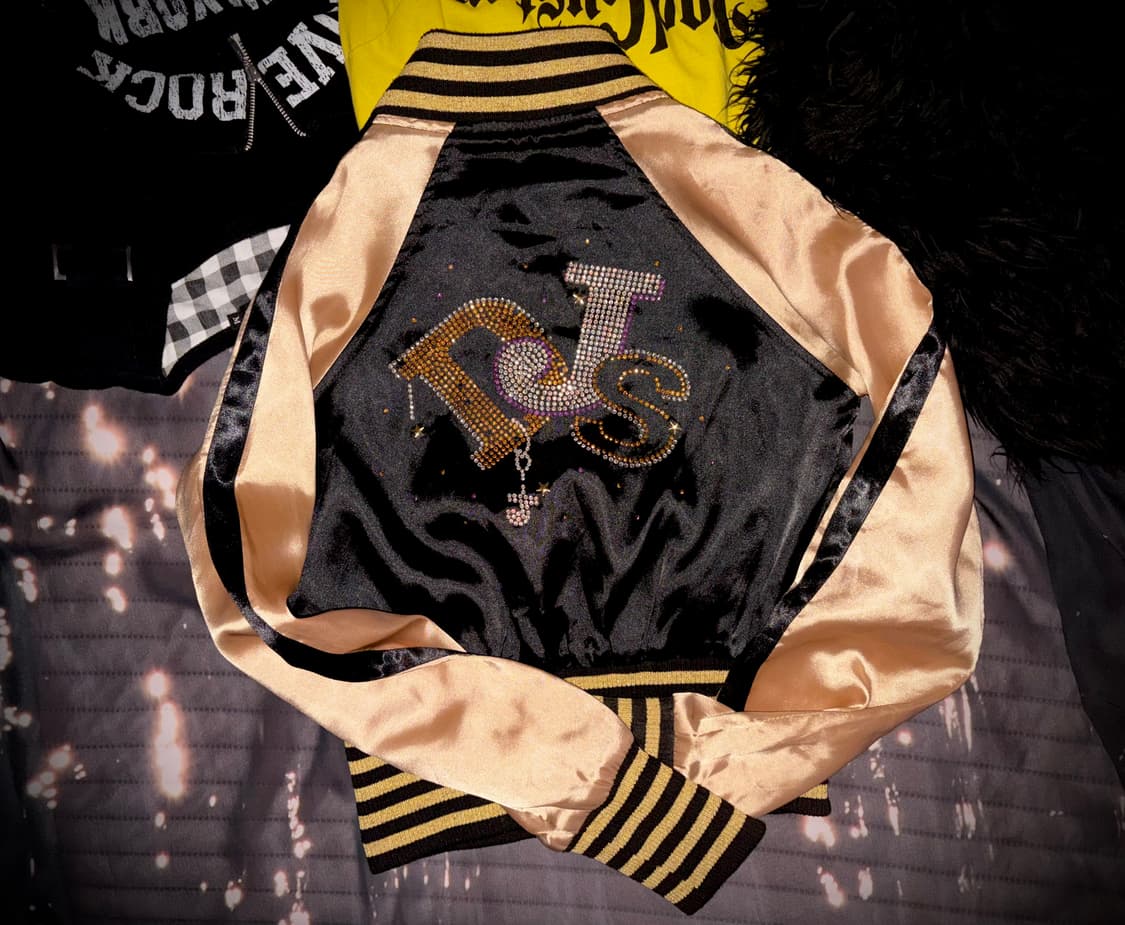 빈티지 갸루 대장 히글깔 골드 블랙 레터링 스카쟌 자켓 상품이미지2