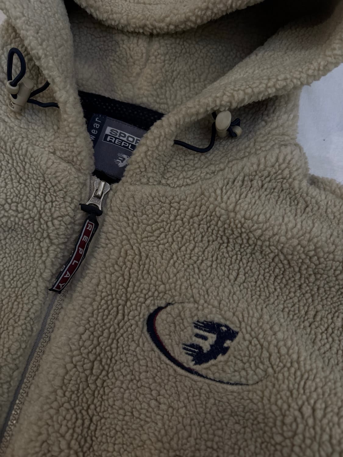 90s 스포츠 리플레이 올드스쿨 후리스 후드집업 베이지 상품이미지5