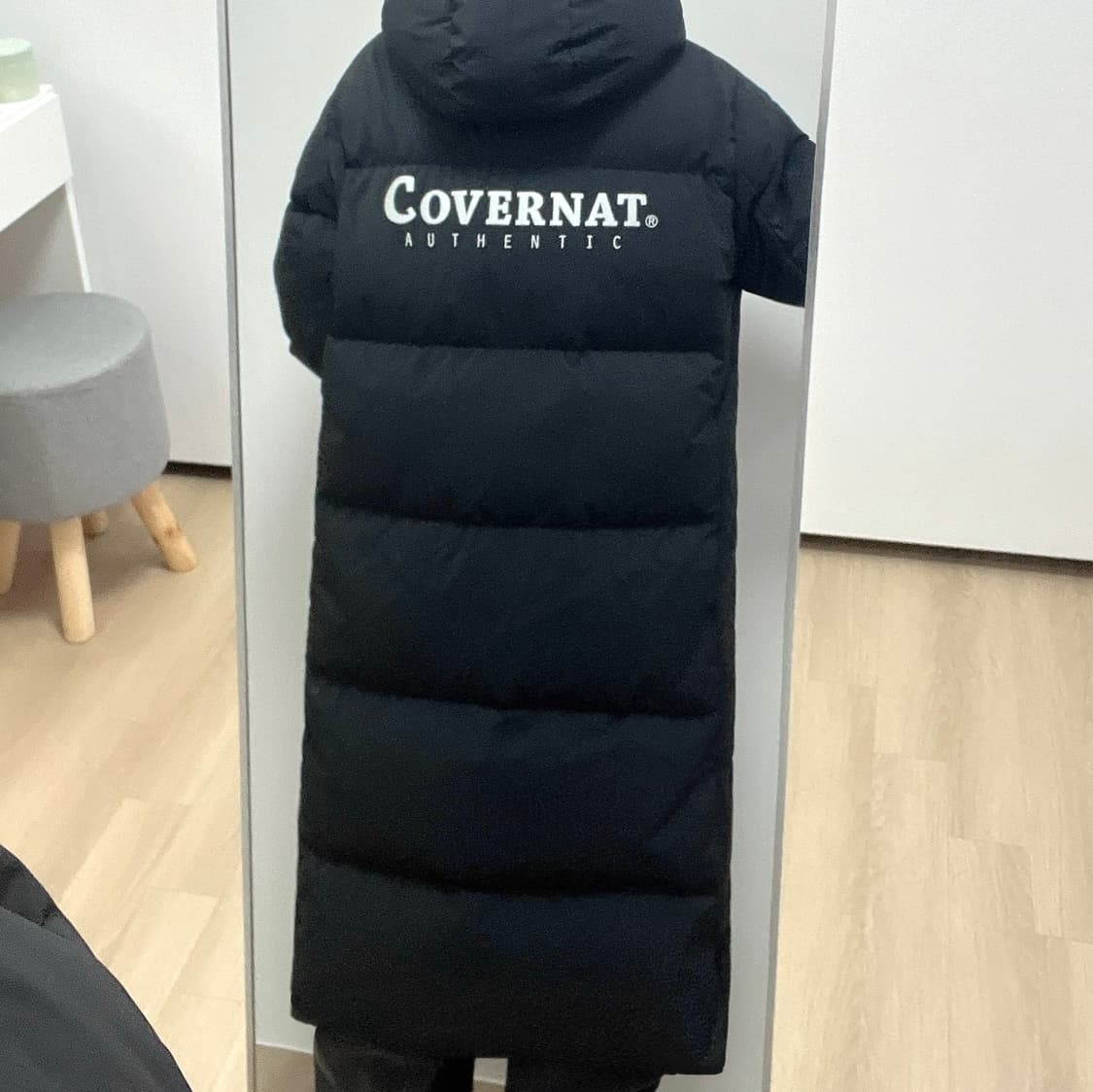 커버낫 빅로고 덕다운 블랙 롱패딩 상품이미지1
